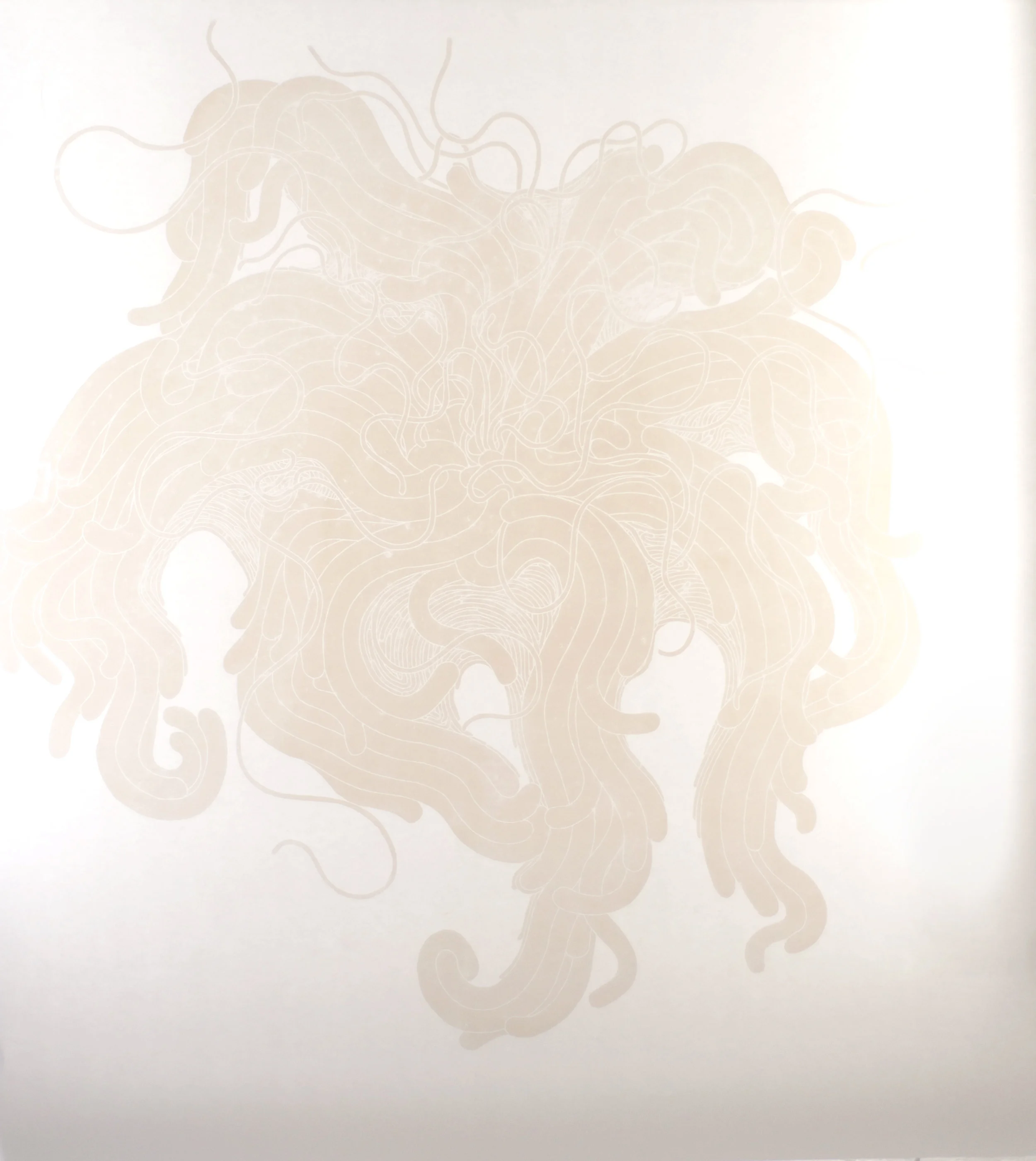 Abyss 005 , 2011, 140cmx120cm. Woodcut printed white on white, edition of 3.