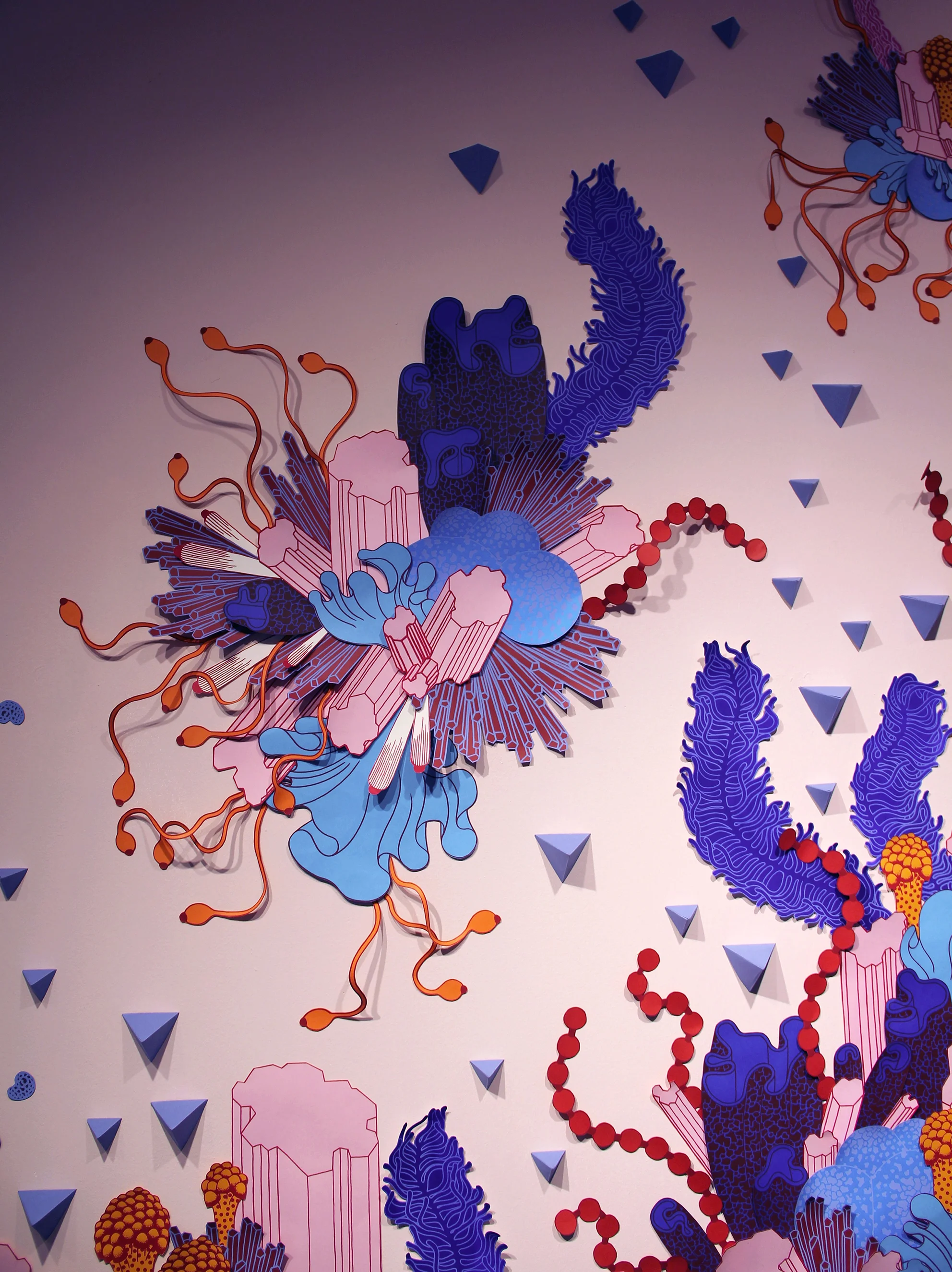 Expansion 001 , (detail) 2019. Mural installation realised in Mons Art Biennale, Belgium. Screen printing, paper, collage.