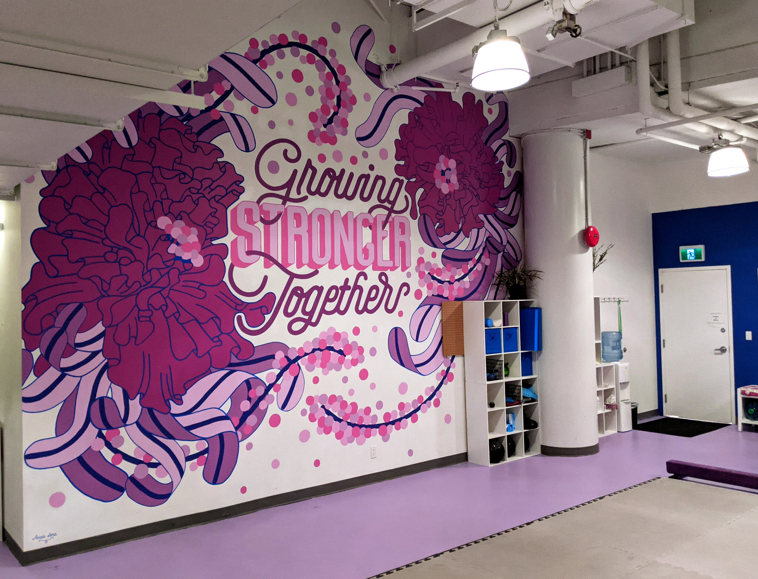  “Growing Stronger Together”   15’x16’  Acrylic Paint  VANCOUVER, BC, Canada - 2021   Client: Witness the Fitness Gym Studio 