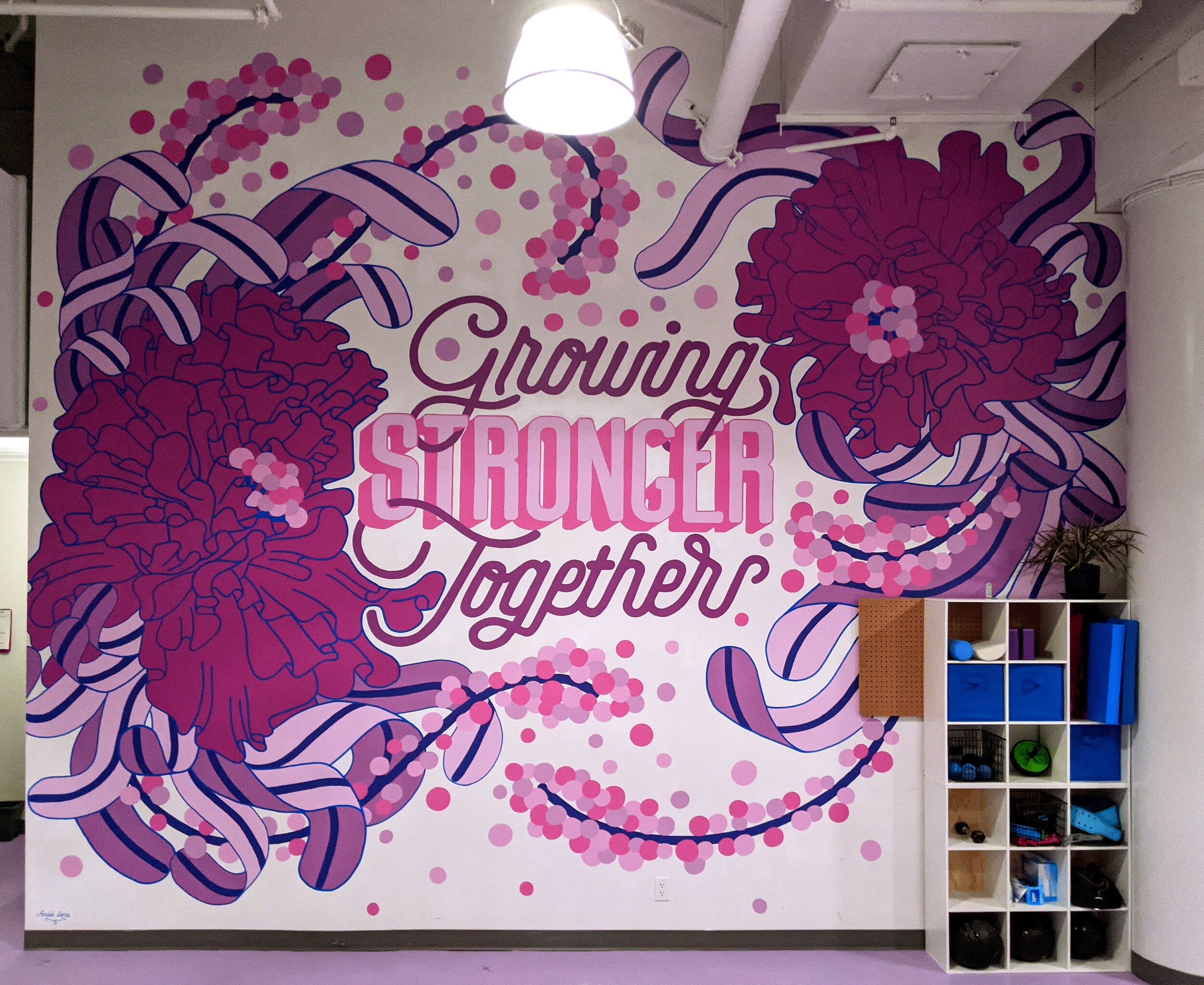  “Growing Stronger Together”   15’x16’  Acrylic Paint  VANCOUVER, BC, Canada - 2021   Client: Witness the Fitness Gym Studio 