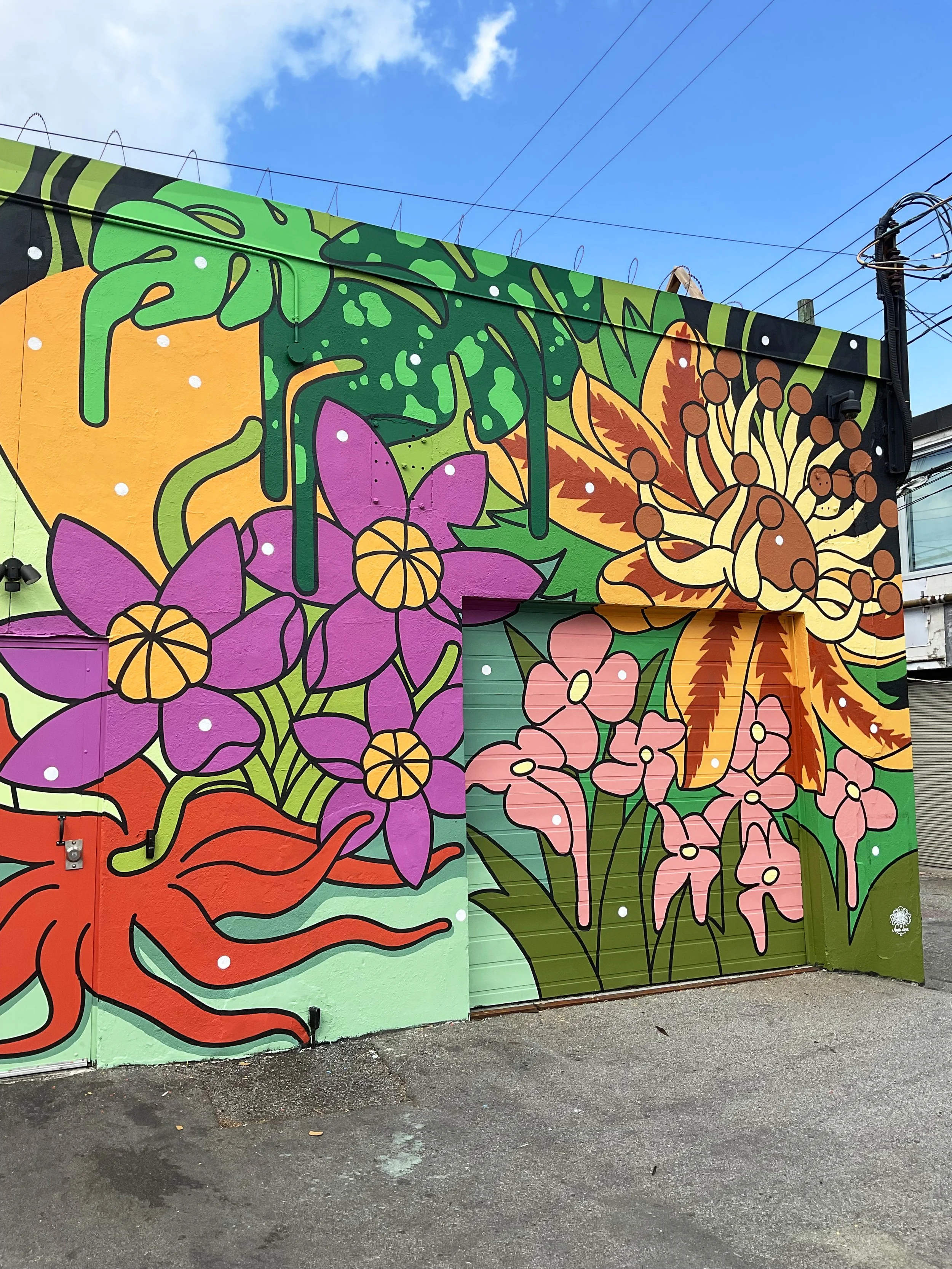  “The Encounter”  17’x75’ Exterior Acrylic Paint + Spray paint  Astro Studio, VANCOUVER - 2025  Client: Astro studio 