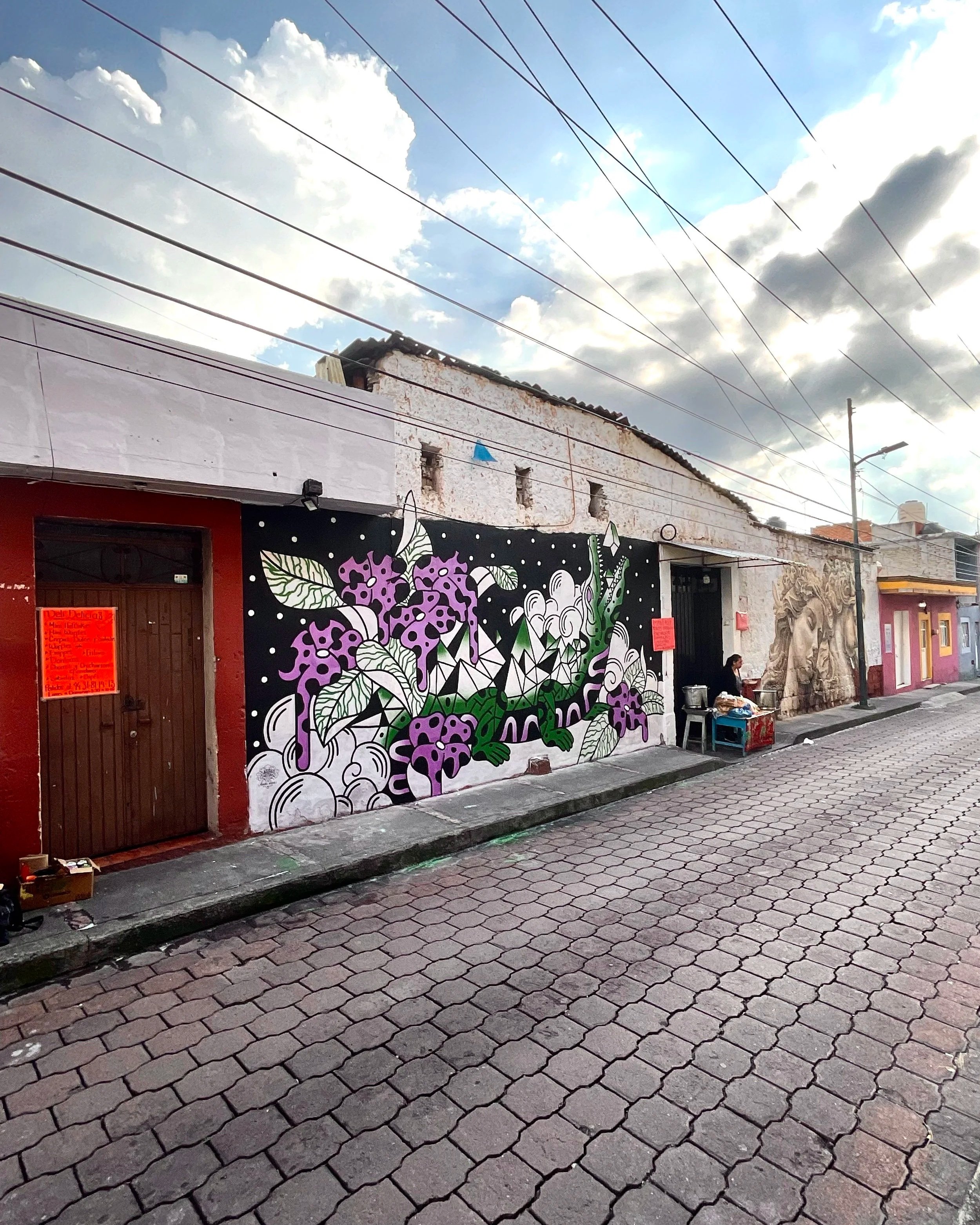  "Crystal Crocodile"  10’x16’ Exterior Acrylic Paint, Spray paint  Morelia, Mexico - 2025  Client: Harto Arte Mural Festival. 