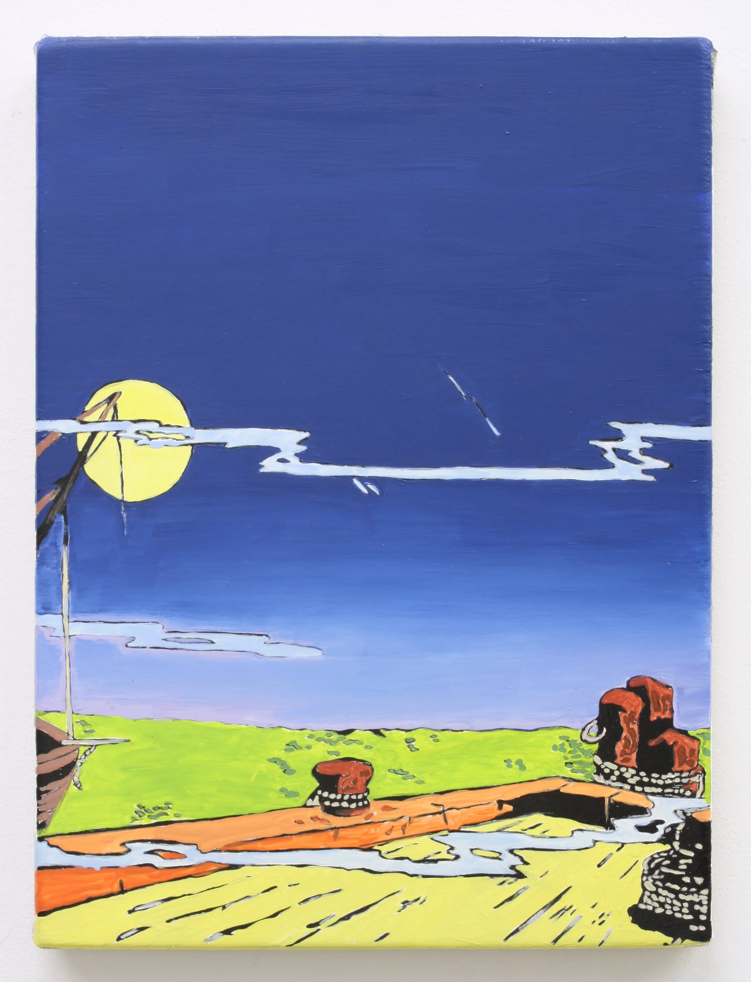 "Untitled, Dock w/Moon", 2014 , oil on Linen, 12 x 9 inches