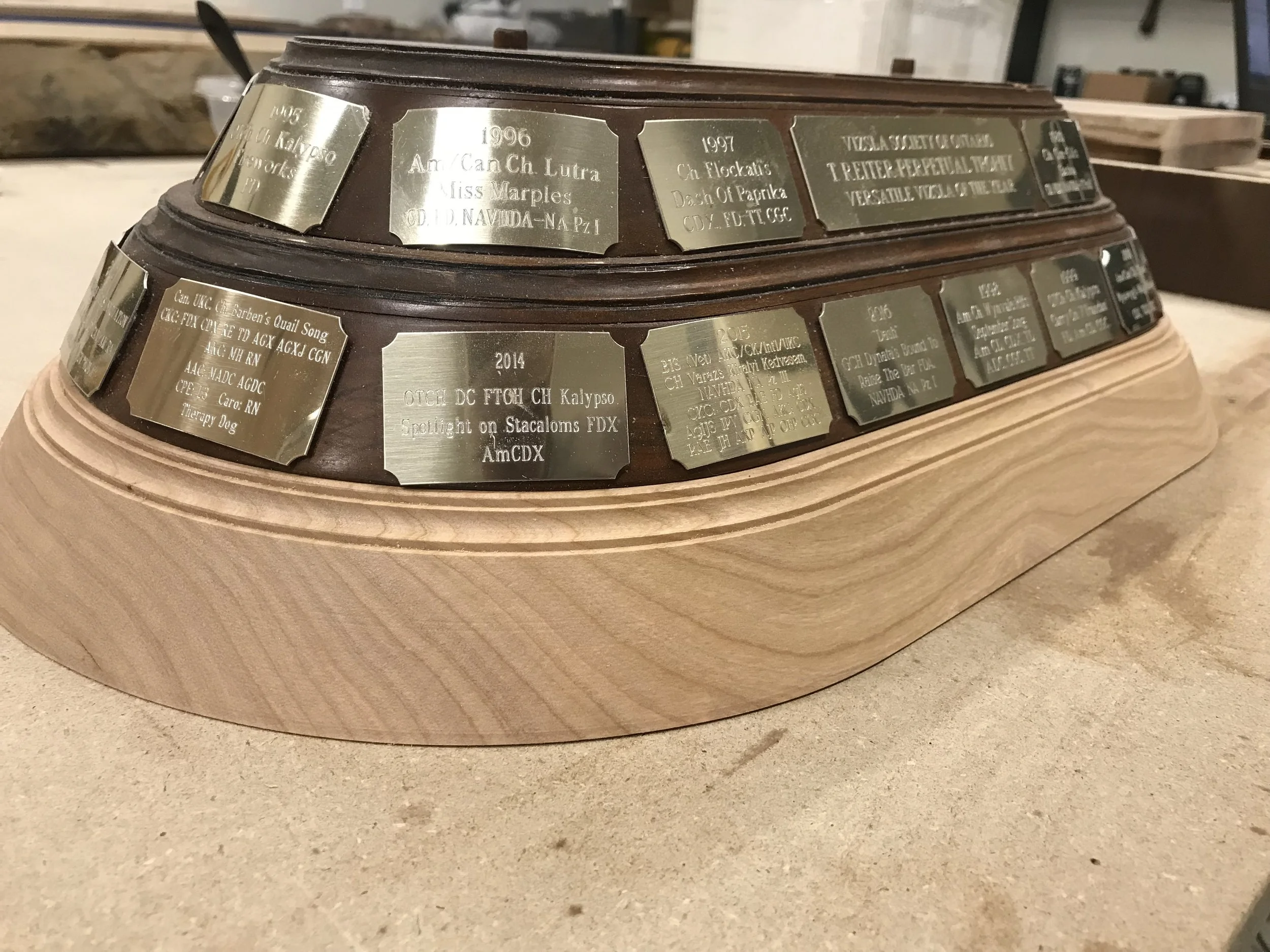  Custom matched cherry trophy base extension 