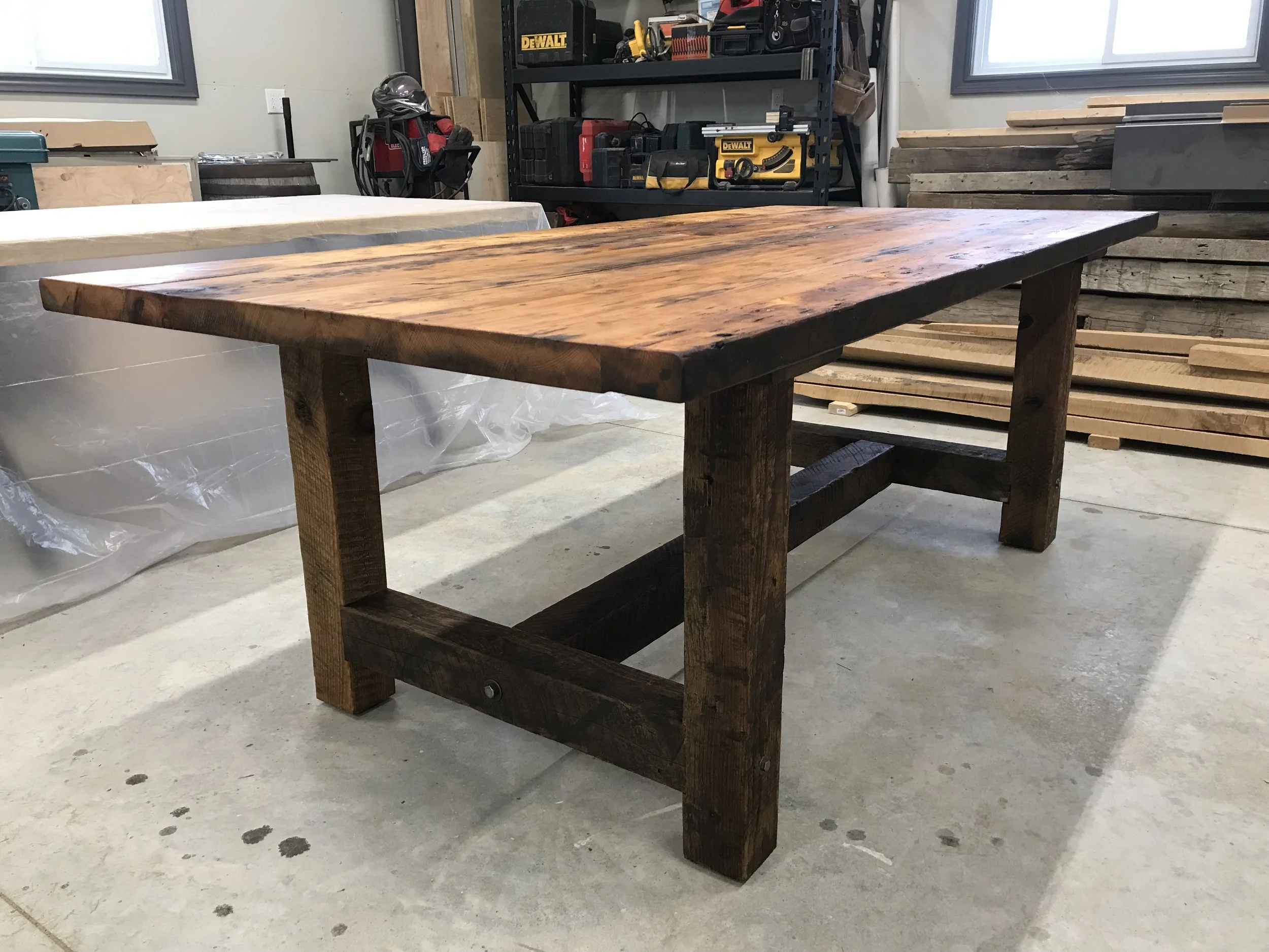  Reclaimed lumber dining table 