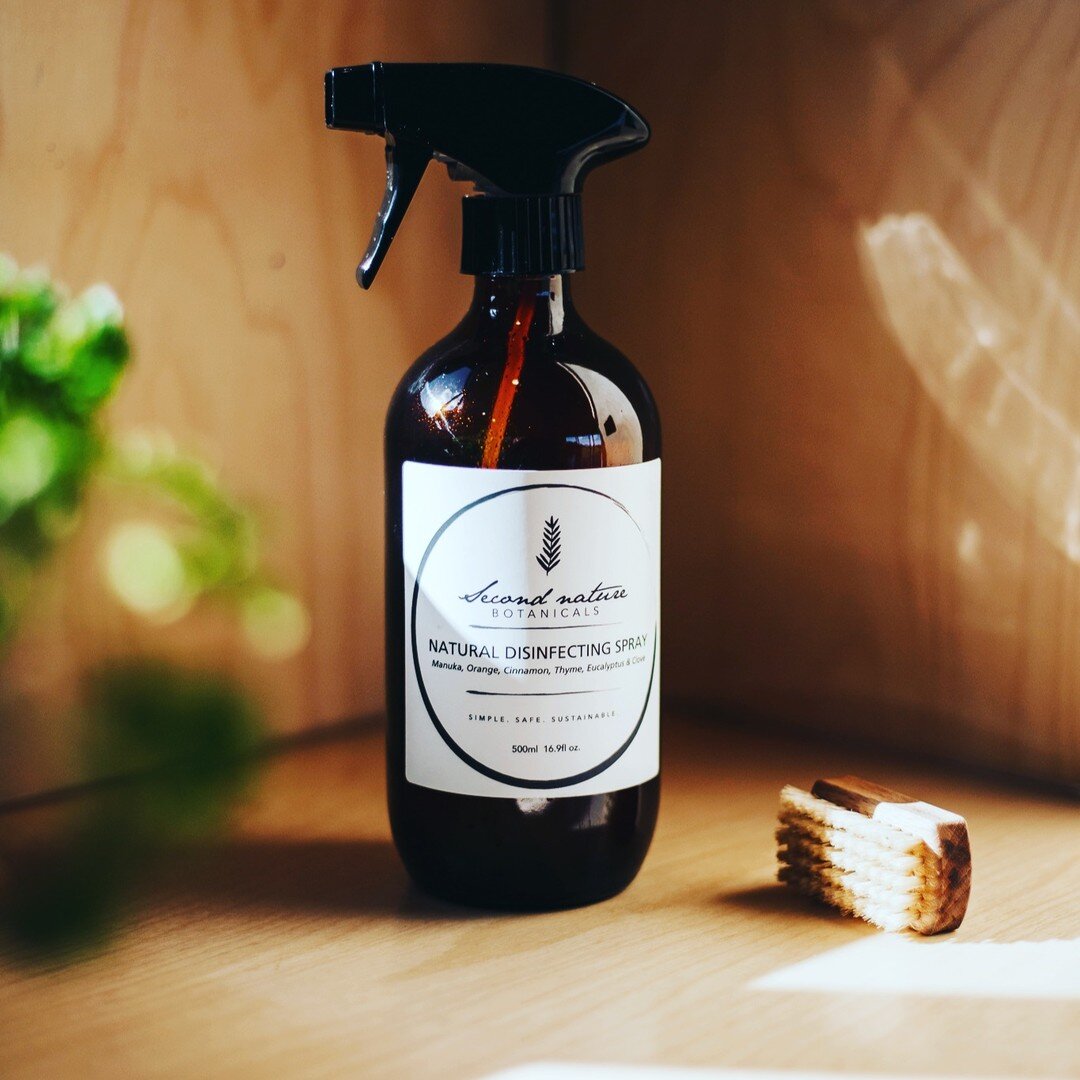 Natural Disinfecting Spray - Did you know we&rsquo;ve created this spray to be wipe-free (let me repeat you don&rsquo;t have to wipe it off, hooray!). The anti-bacterial blend of Manuka, Orange, Cinnamon, Thyme, Eucalyptus &amp; Clove has kick-ass cl