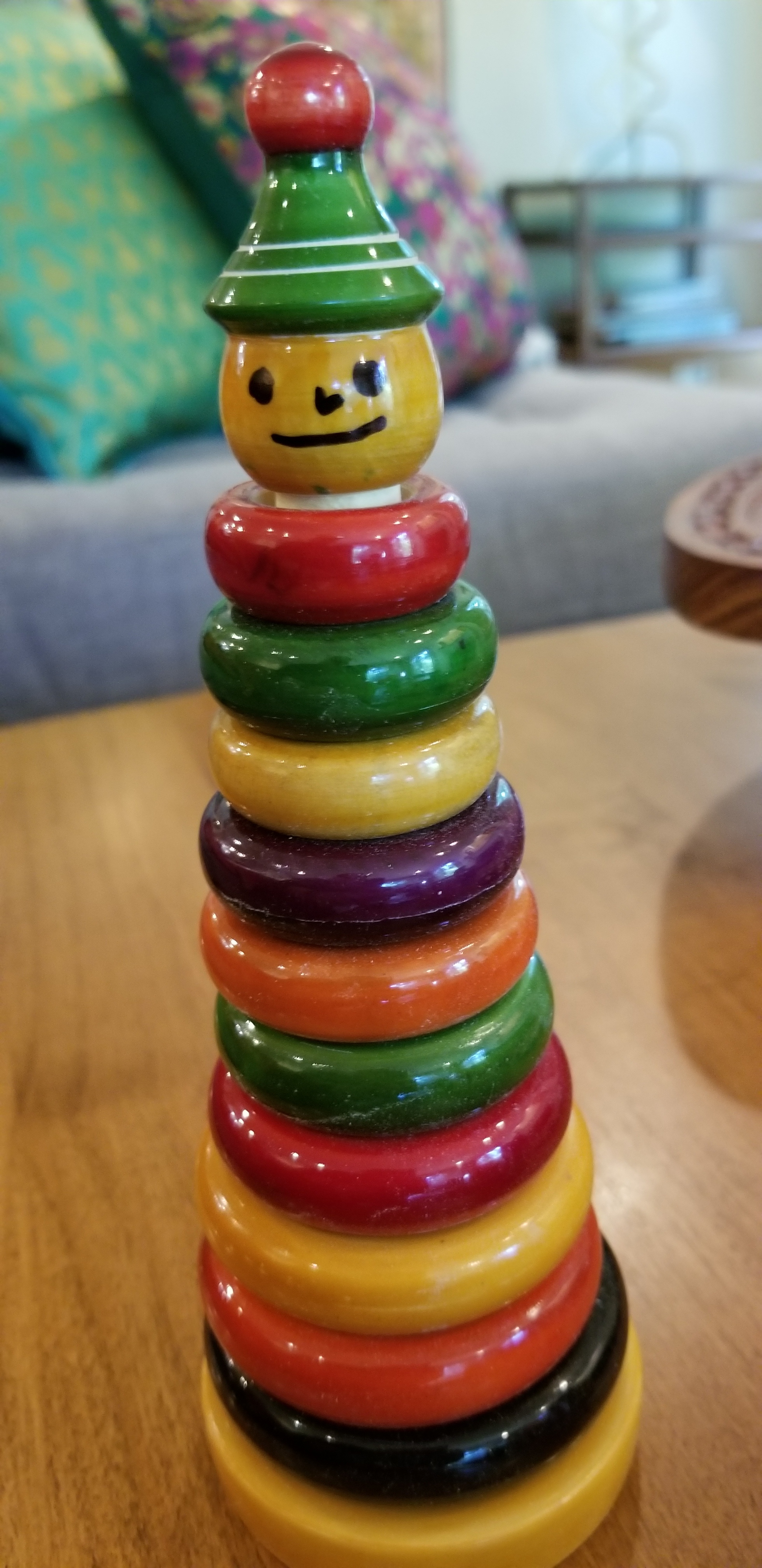 Hand-carved wooden stacking toy