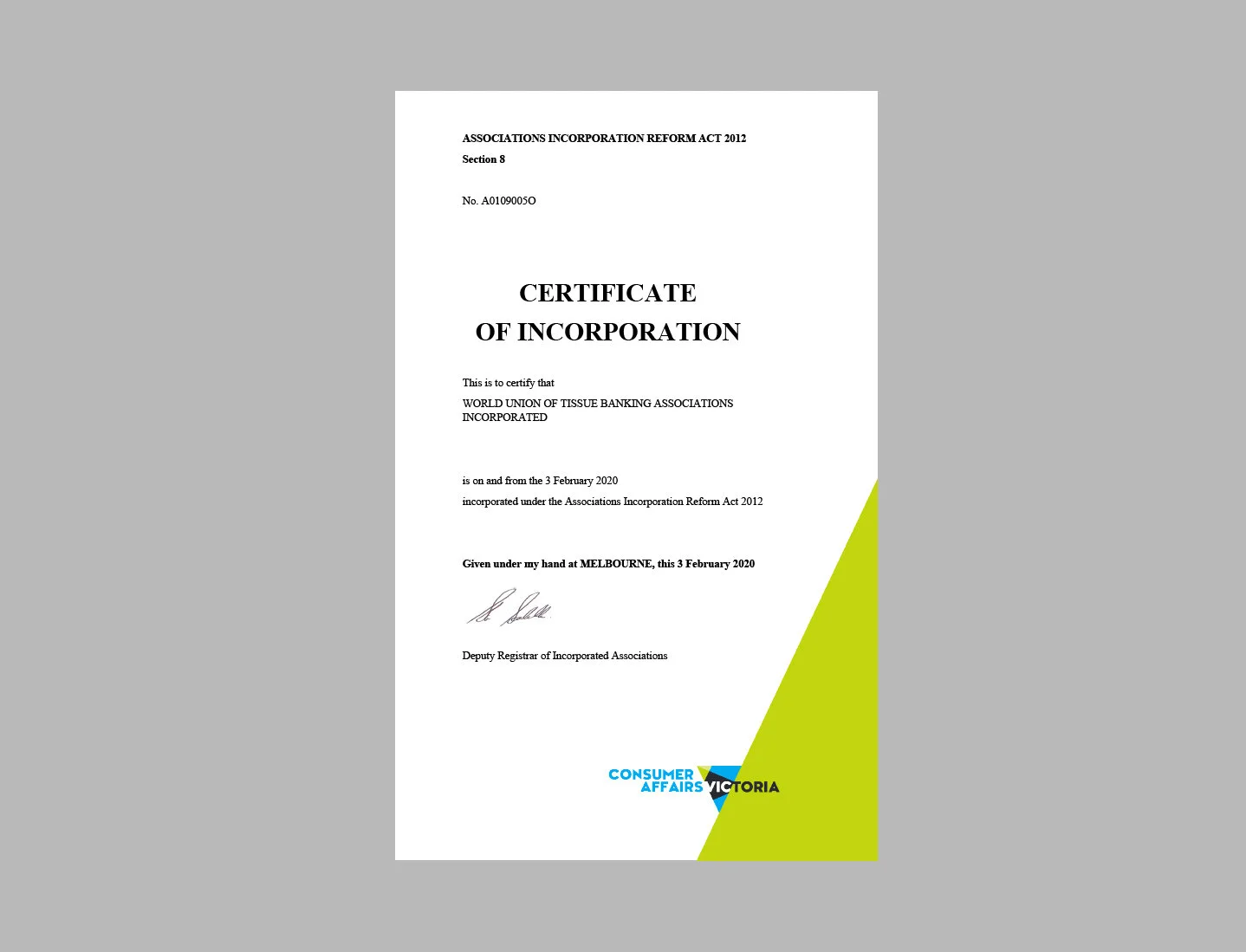 WUTBA is now an incorporated association