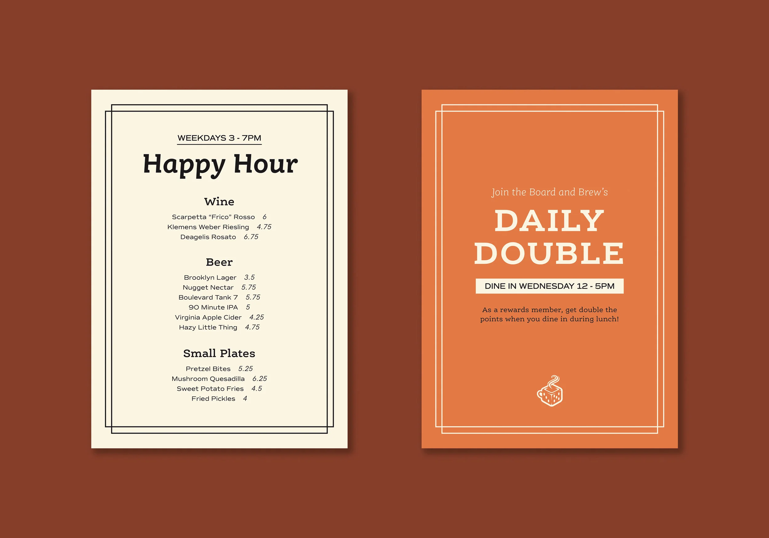 Tabletop Signage: Happy Hour, Daily Specials