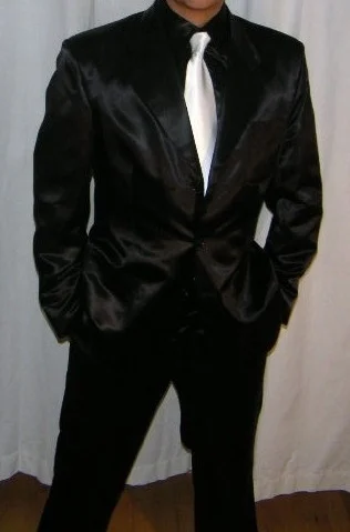 Acetate Satin Suit With Matching Shirt And White Acetate Tie