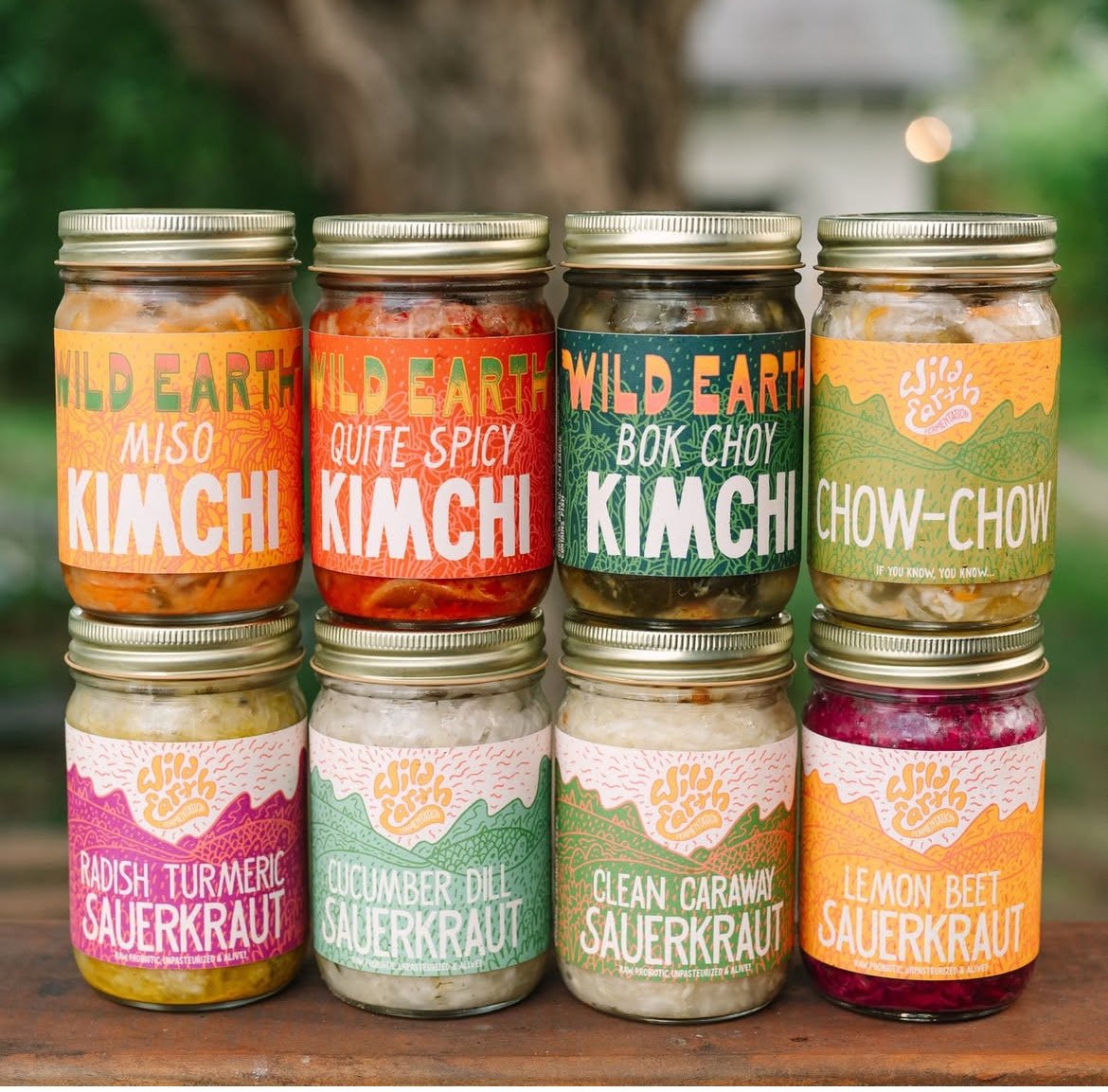 Colorful bottles of Kimchi