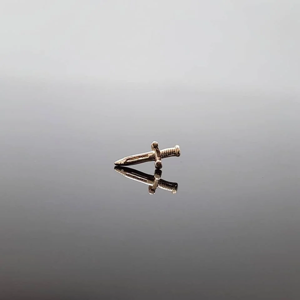 14k Yellow Gold Dagger for threadless jewelry