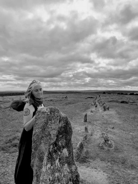 Liz Meadows at Merrivale, Dartmoor, South Devon