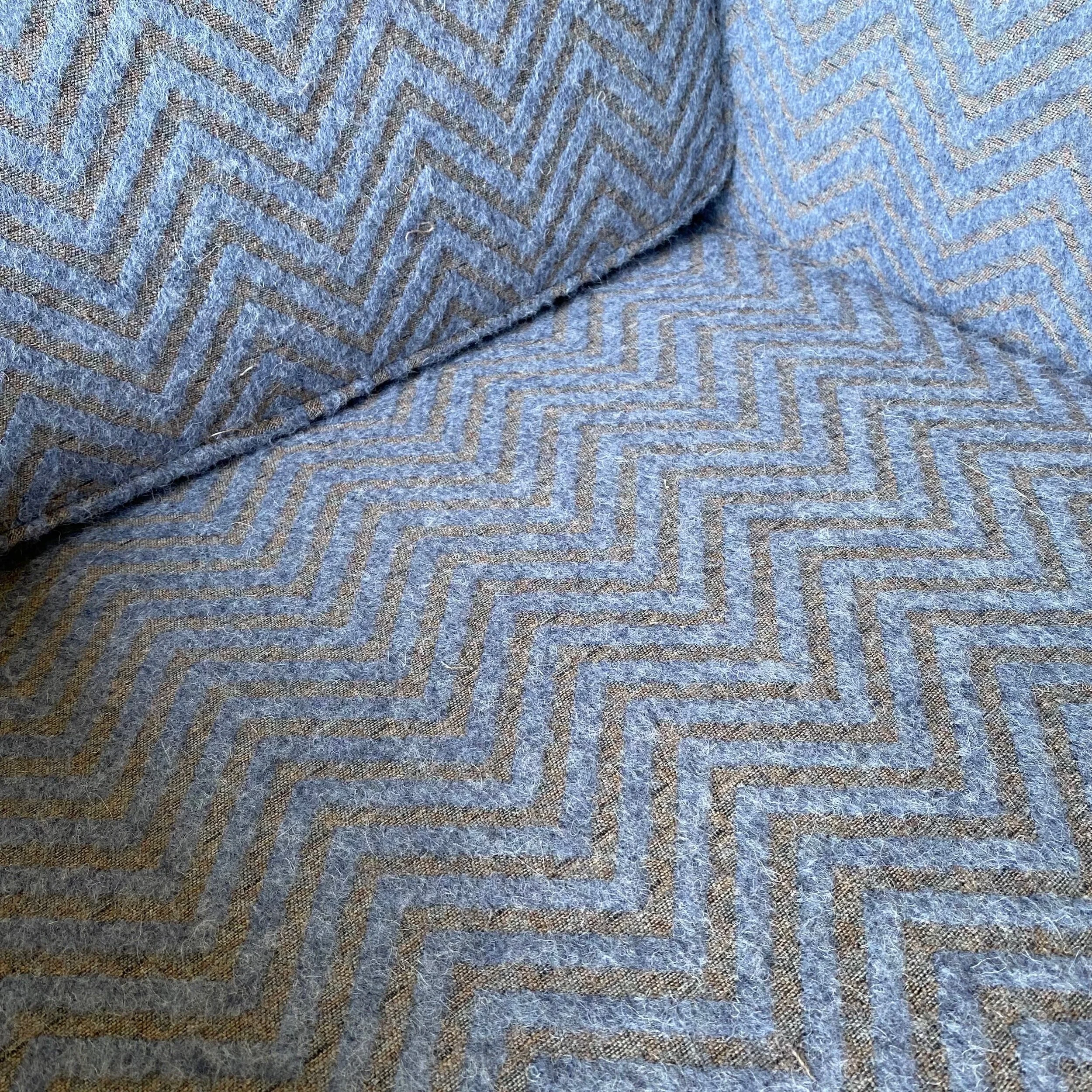 Evan Reid Raleigh 1960's Classic cube lounge chairs in patterned mohair upholstery.  Designed by Ward Bennett for Brickel Associates