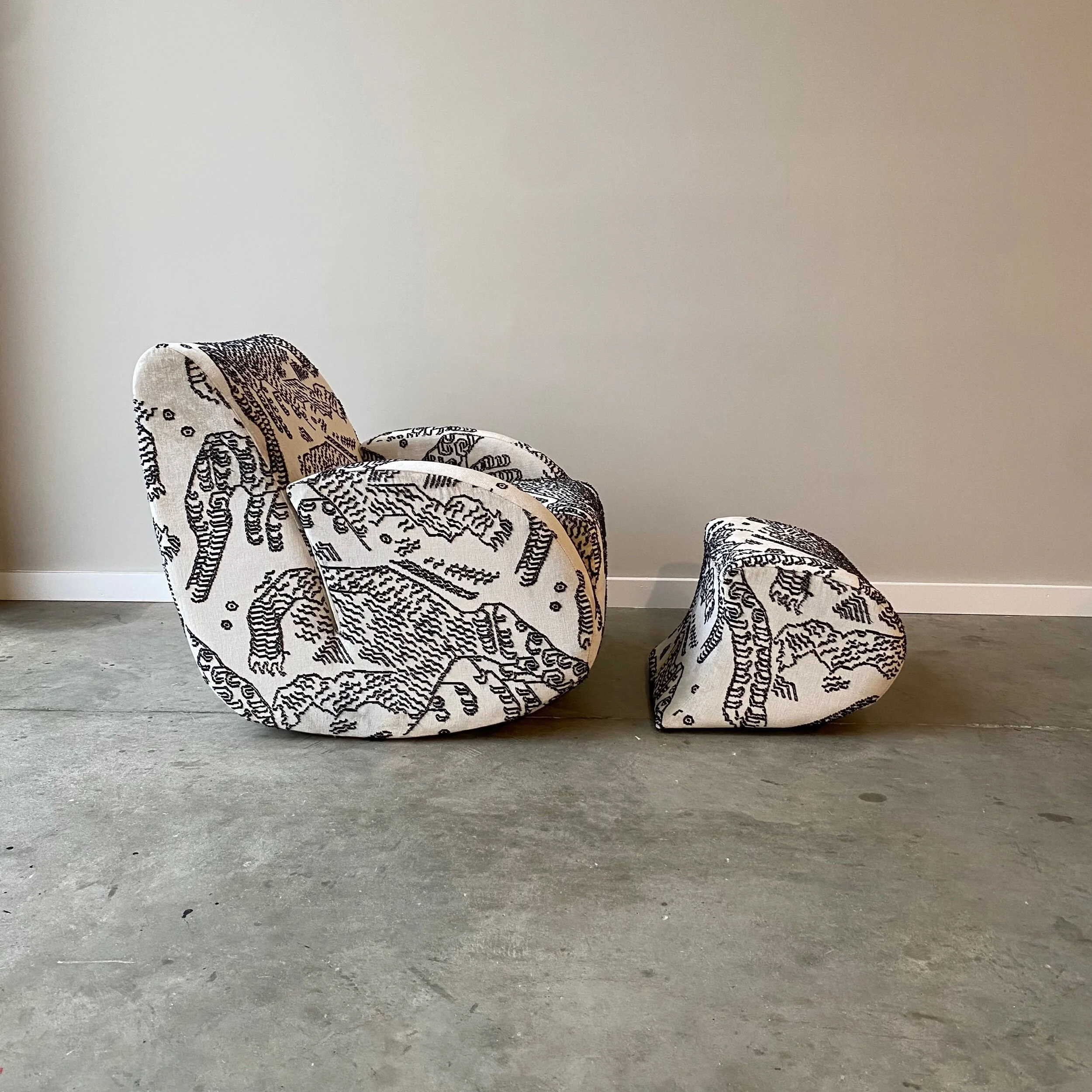 Vladimir Kagan Rockstar Lounge Chair with unique pattern