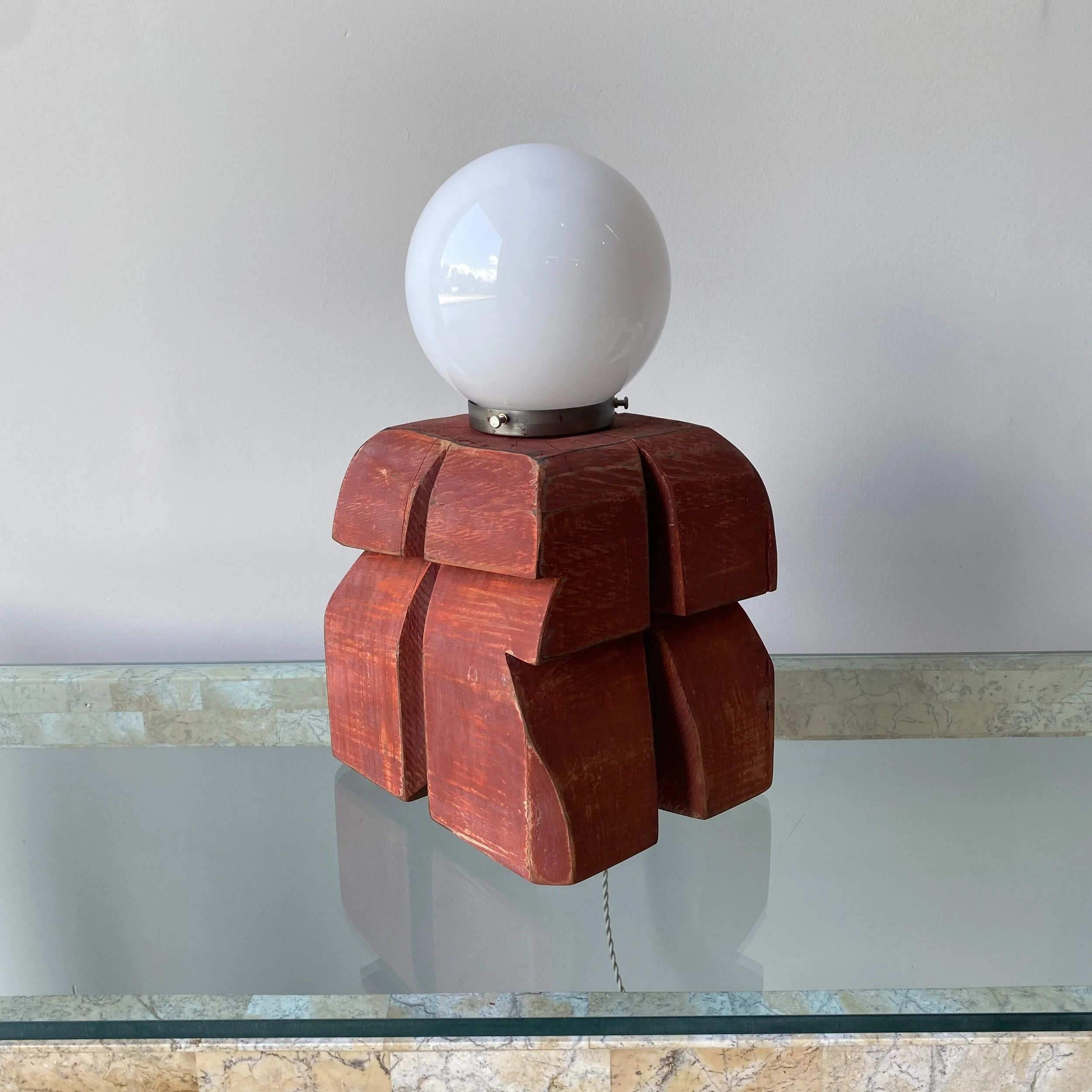 handmade wood lamp by ellie richards