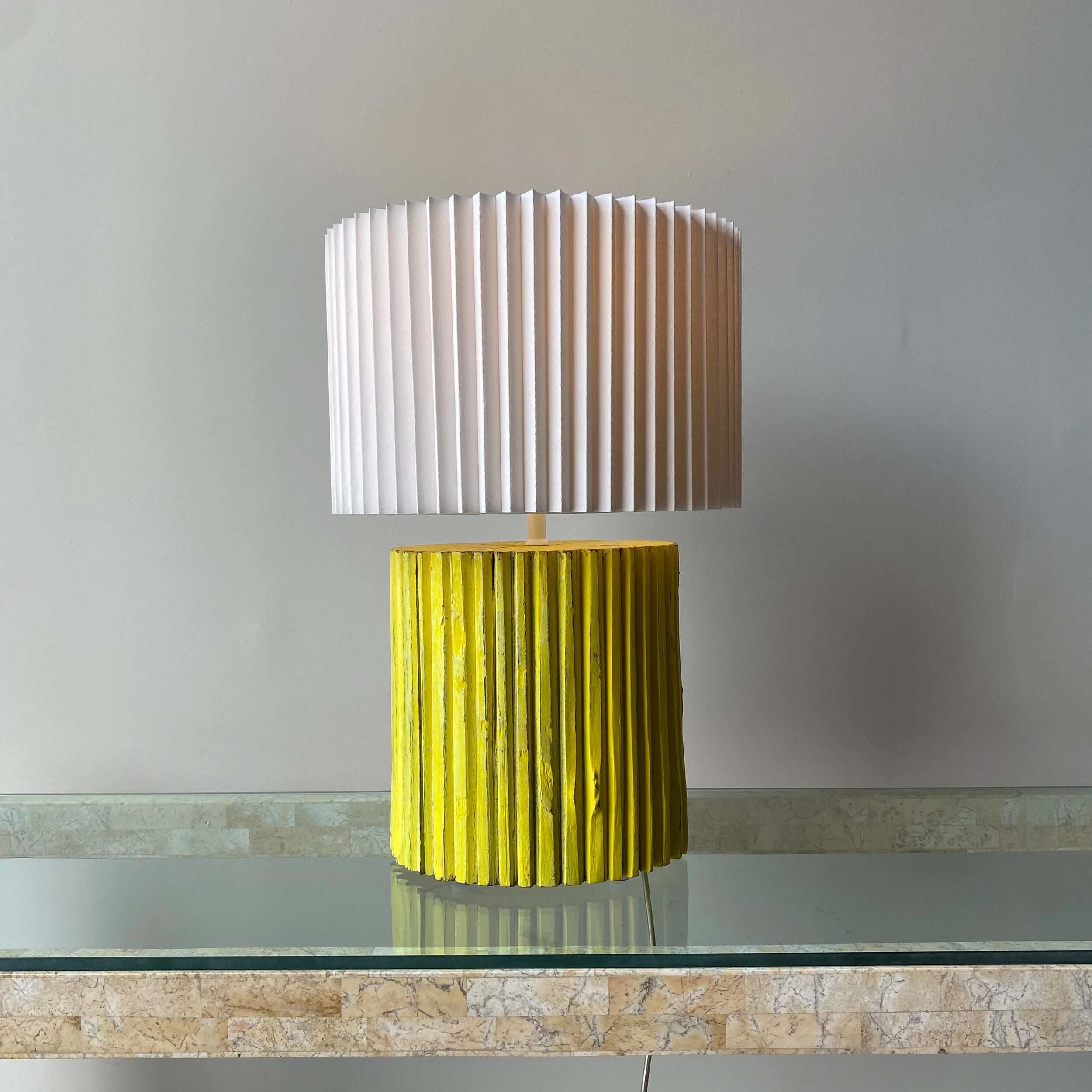 yellow handmade lamp by Ellie Richards
