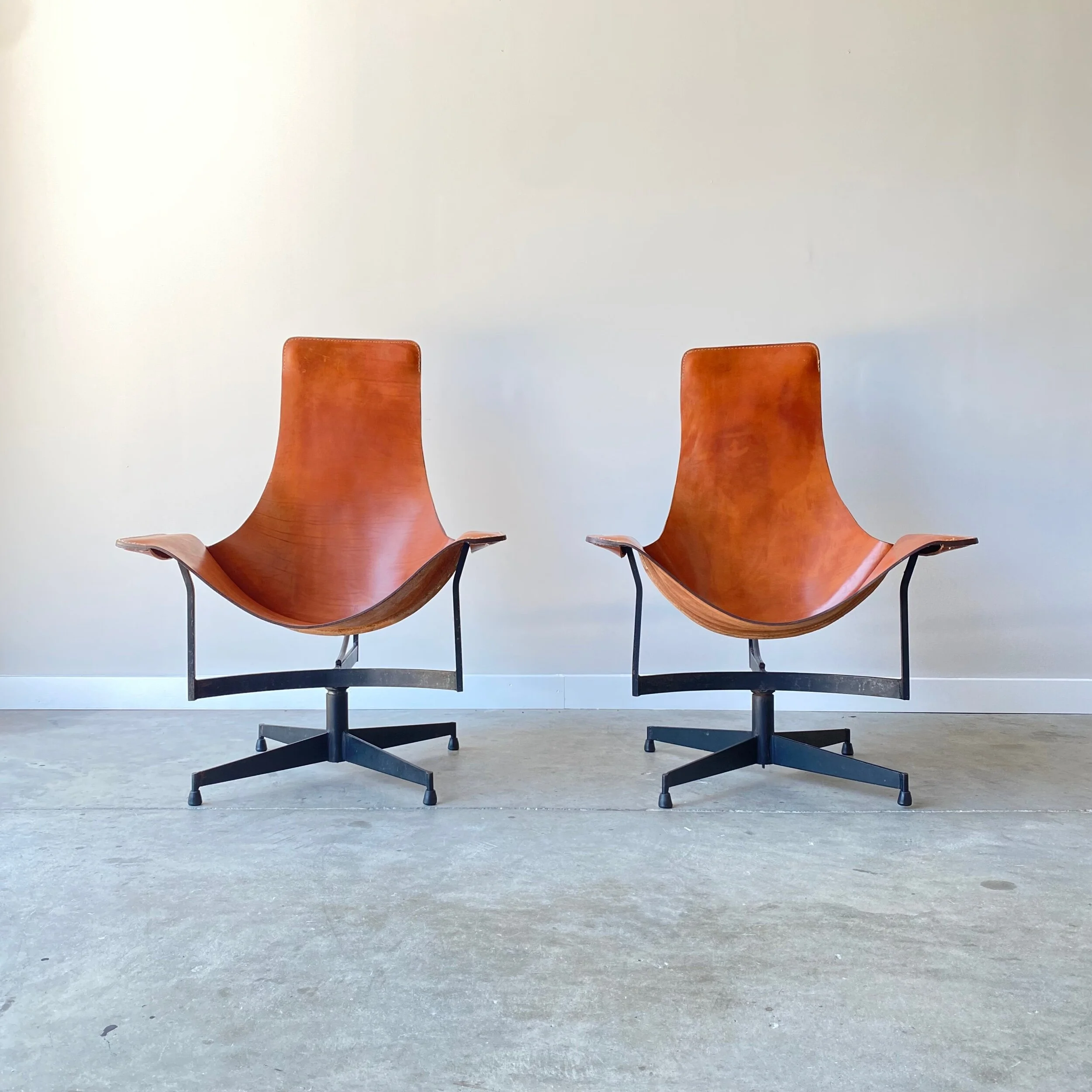 William Katavolos Sling Chairs original leather Raleigh vintage furniture open design