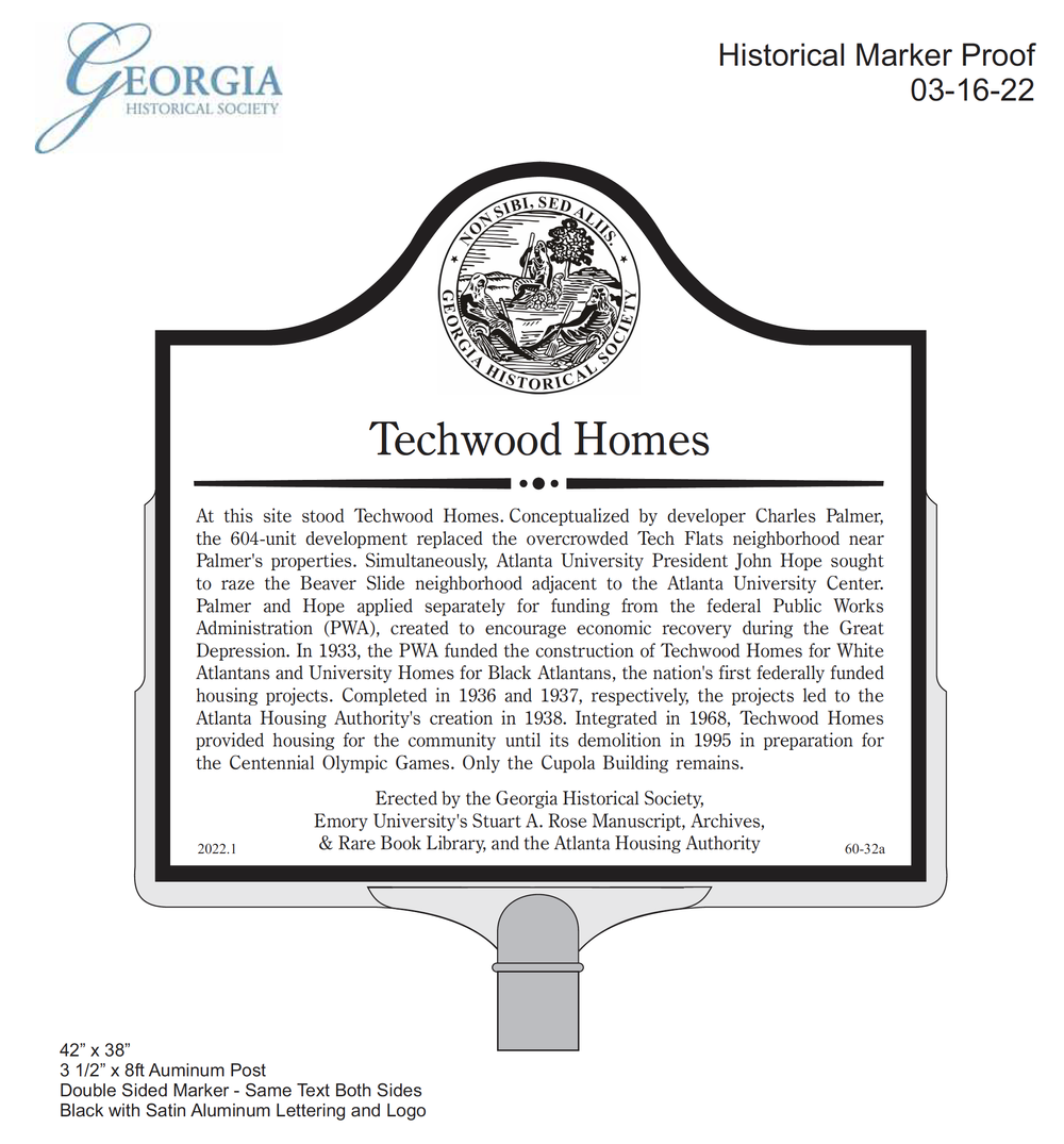 Georgia Historical Marker -TECHWOOD HOMES 03-16-22 V2.png