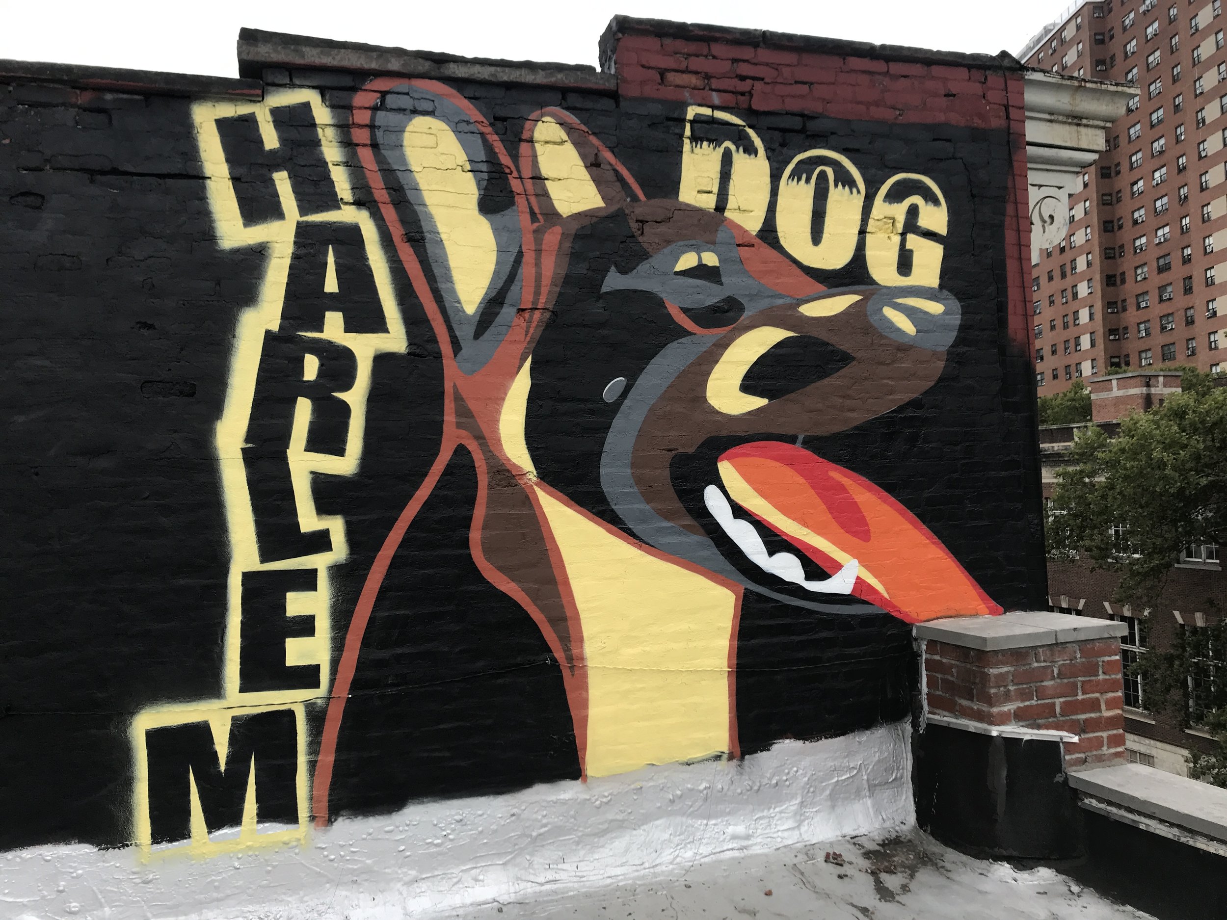 "Harlem Dog" 2020, Acrylic on Brick and plaster