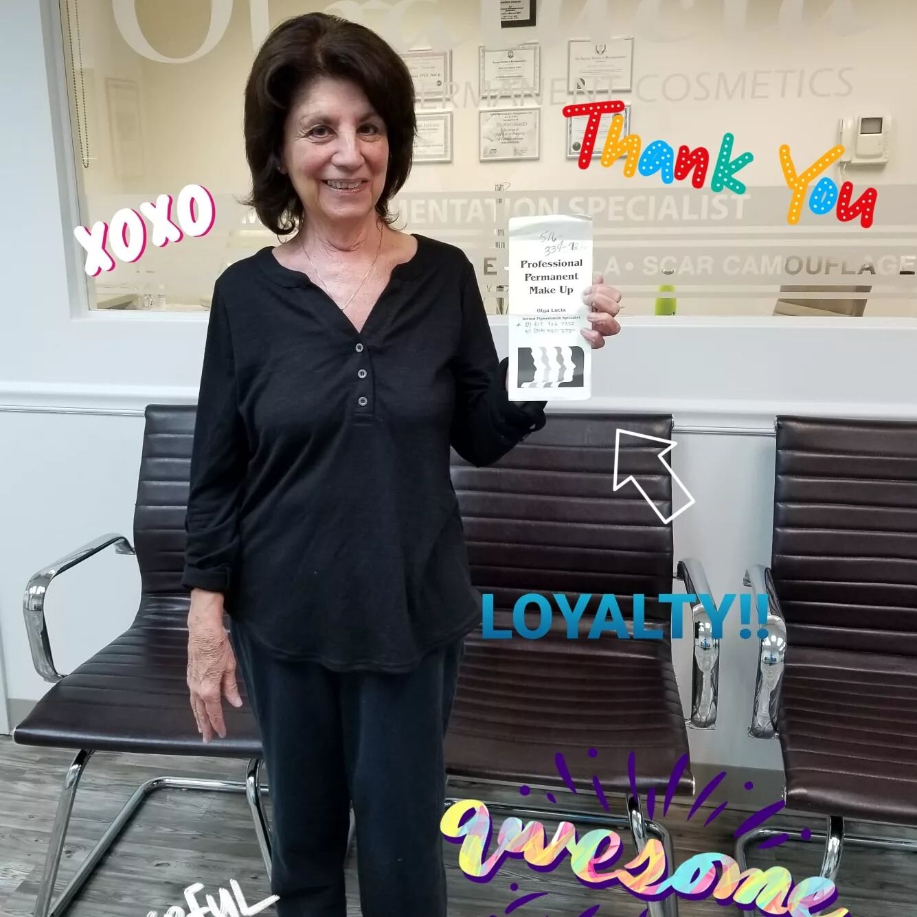 Here is my dear Janice, I did her Permanent EYEBROWS and EYELINERS 20 years ago, and this is how it looks, the last touch up was 13 years ago.. she still carry my first brochure I created at that time. THANK YOU Janice for your loyalty!! And letting 