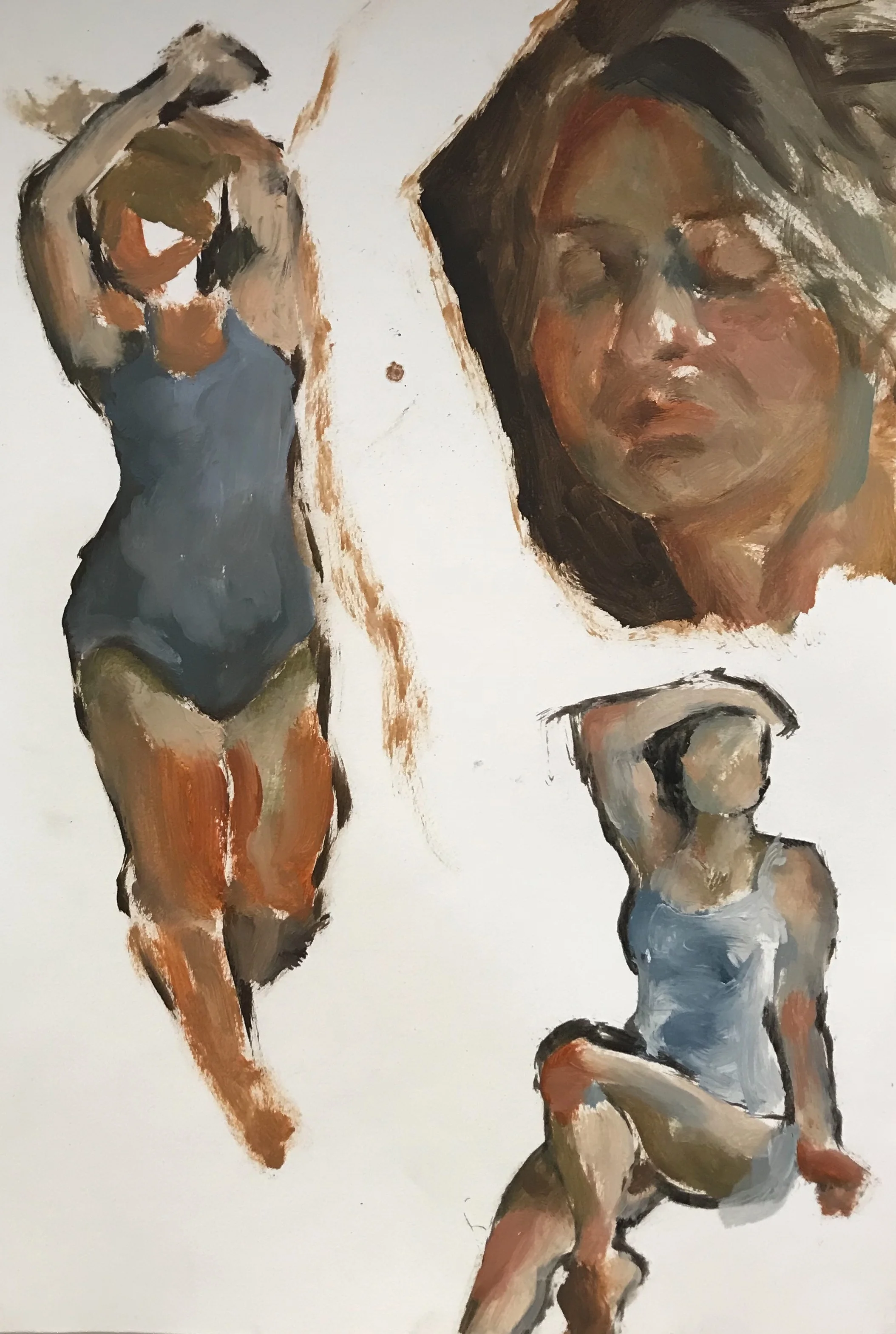  oil on gessoed paper sketches after class 