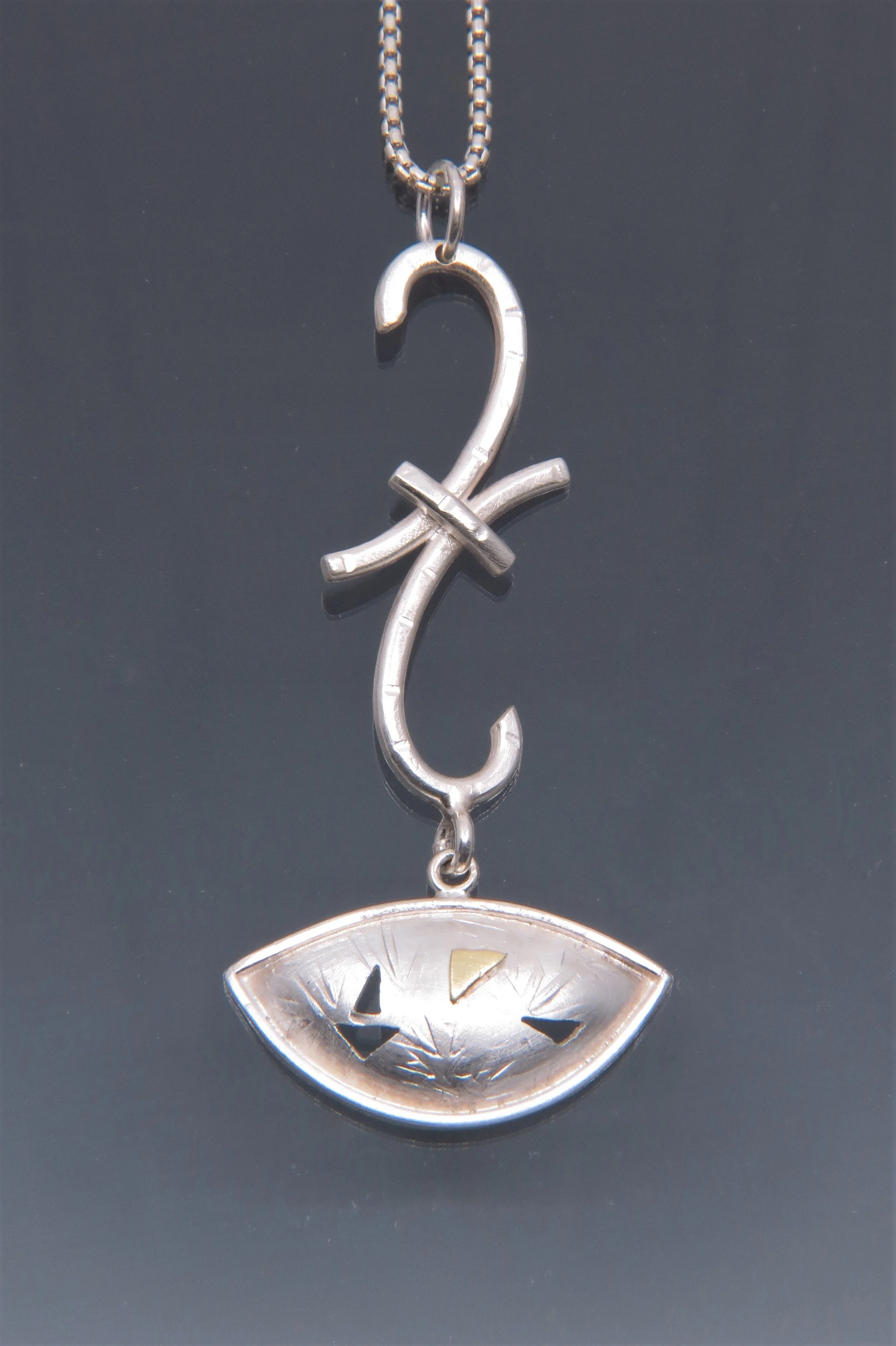 Sterling Silver Scroll Pendant with 18k Gold IV