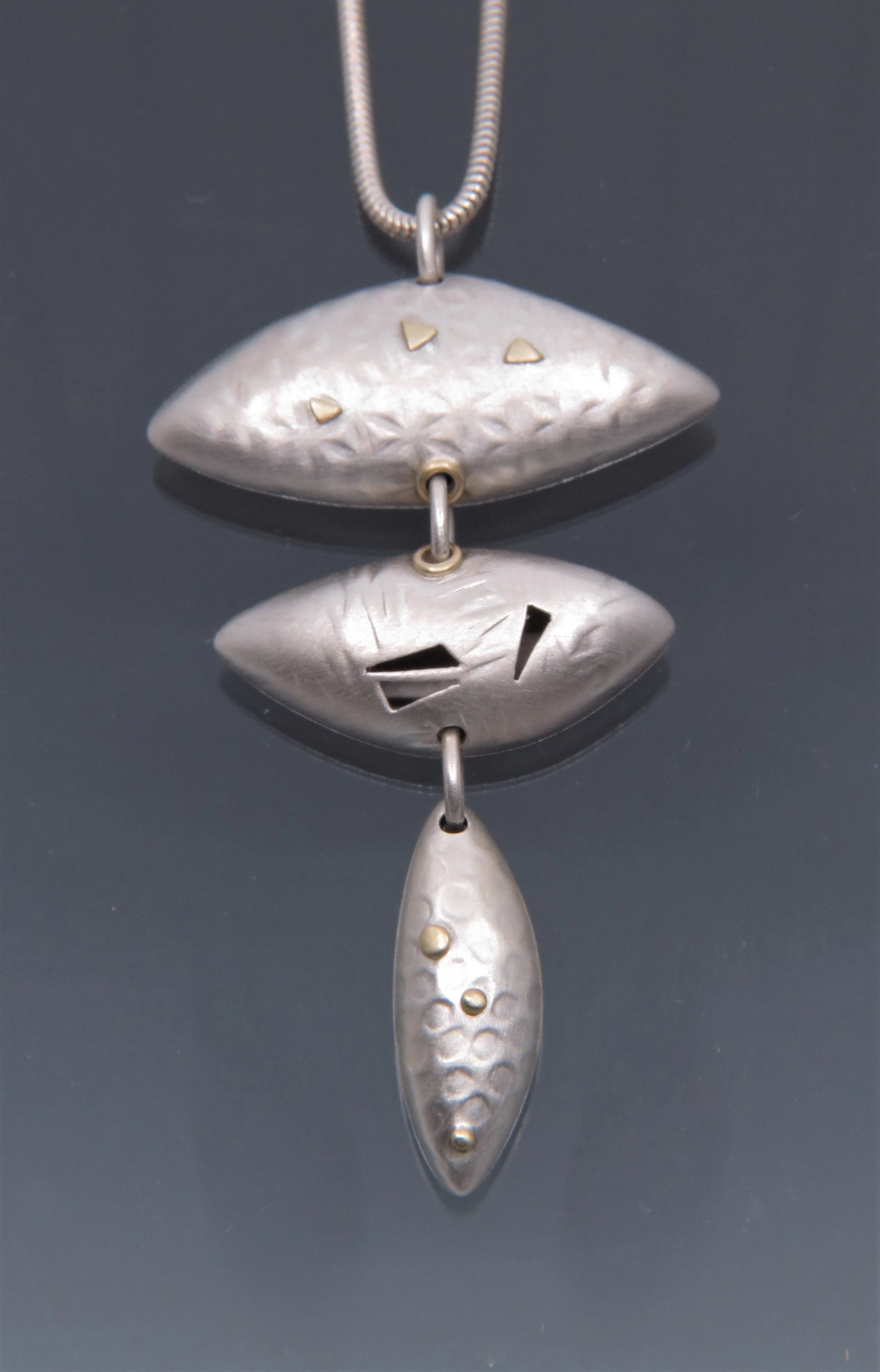 Sterling Silver Three Element Pod Pendant with 18k Gold