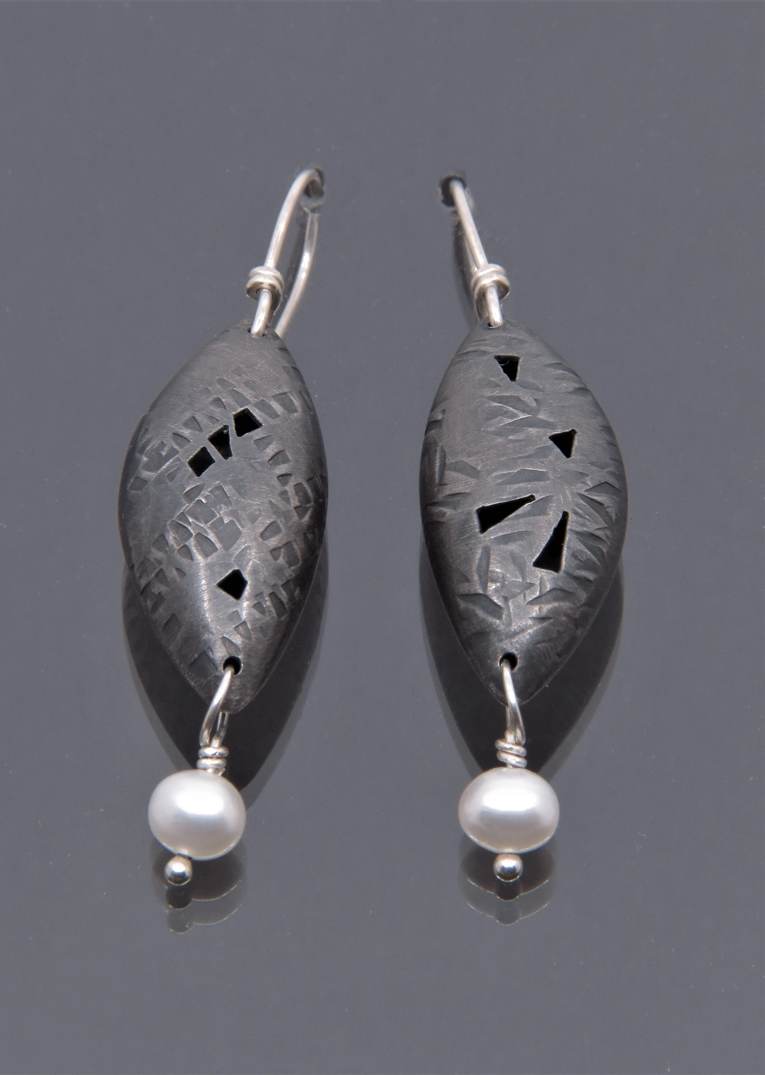 Oxidized Silver Pod Earrings
