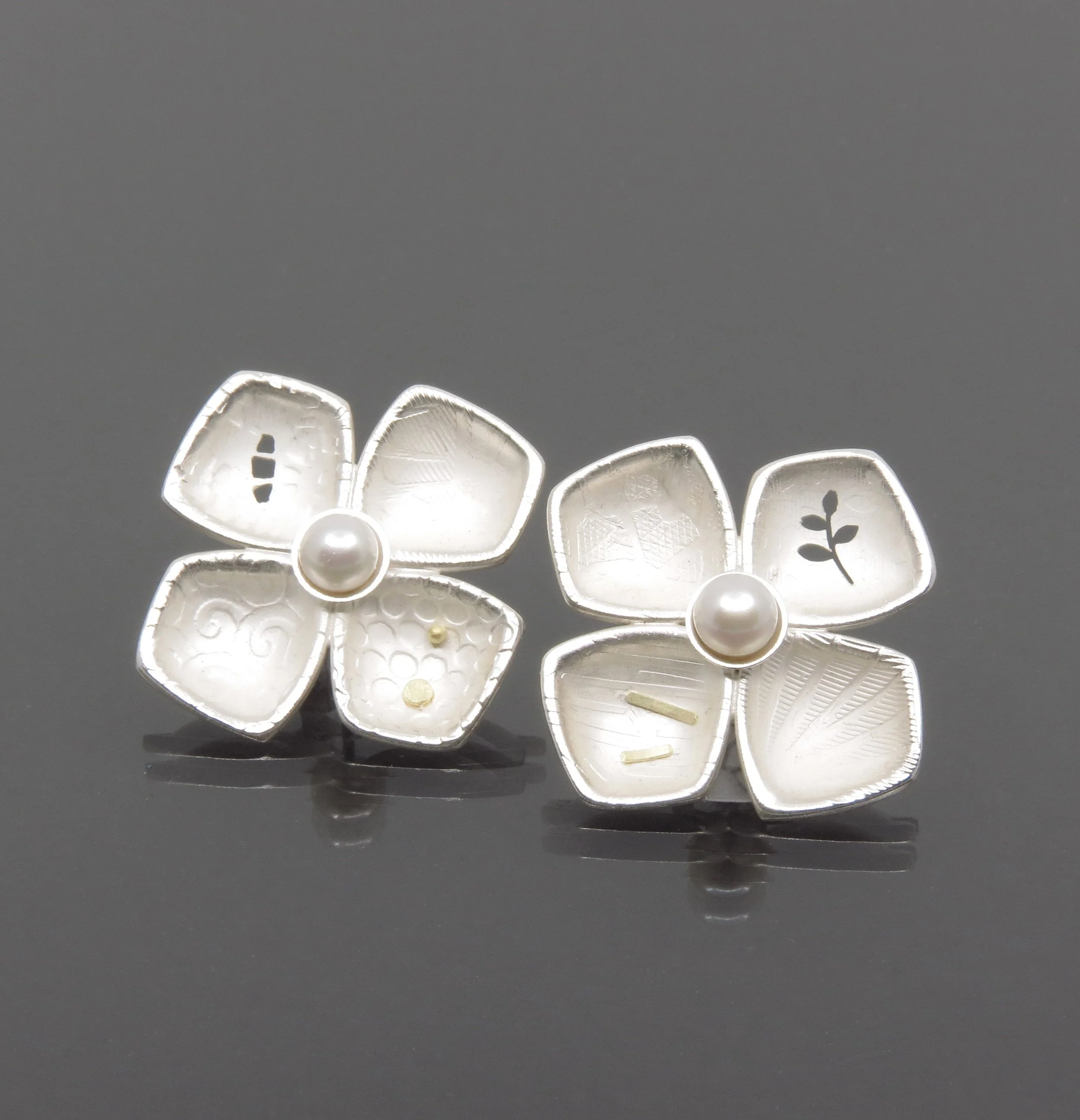 Four Petal Flower Earrings Post
