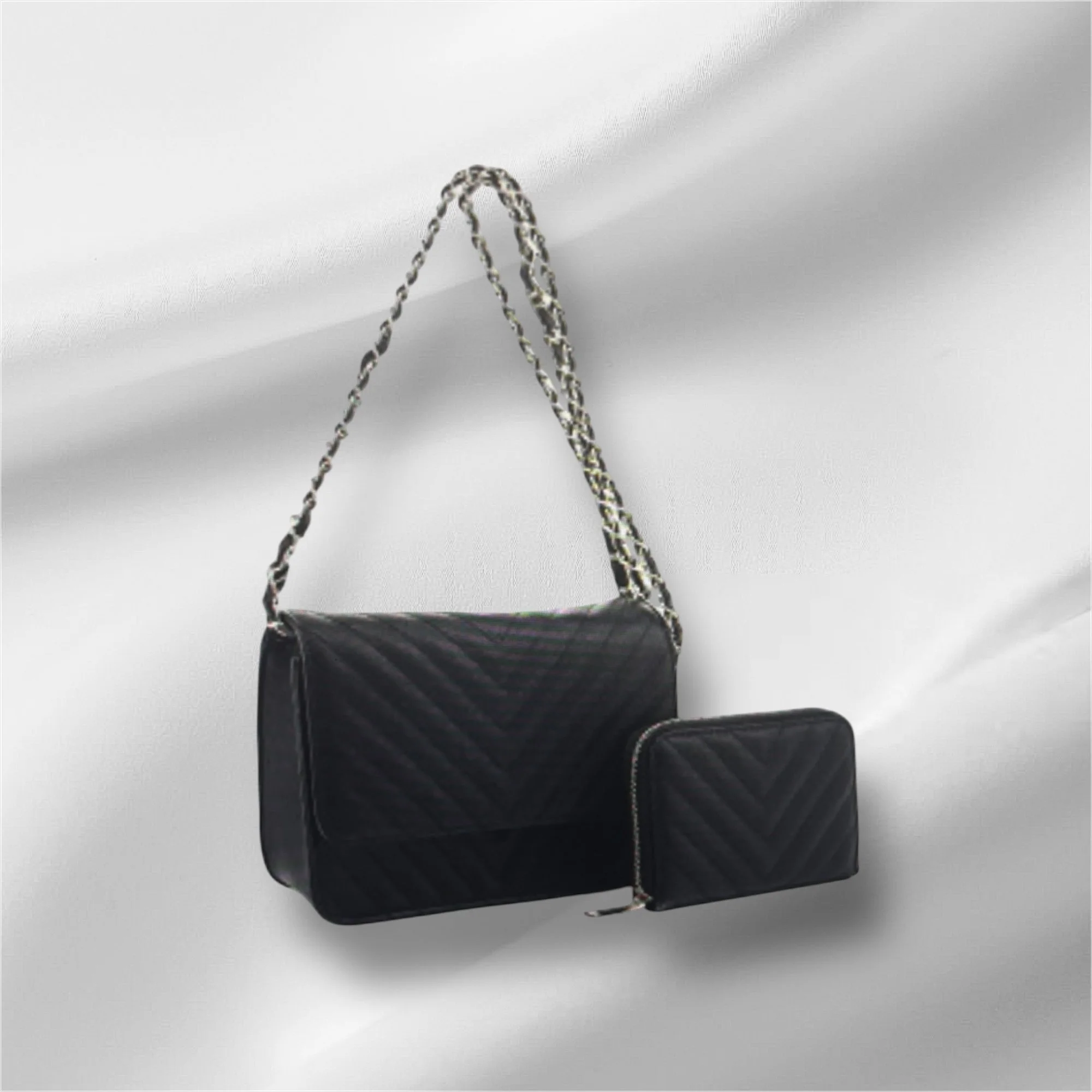 Flap Shoulder Bag w/Wallet
