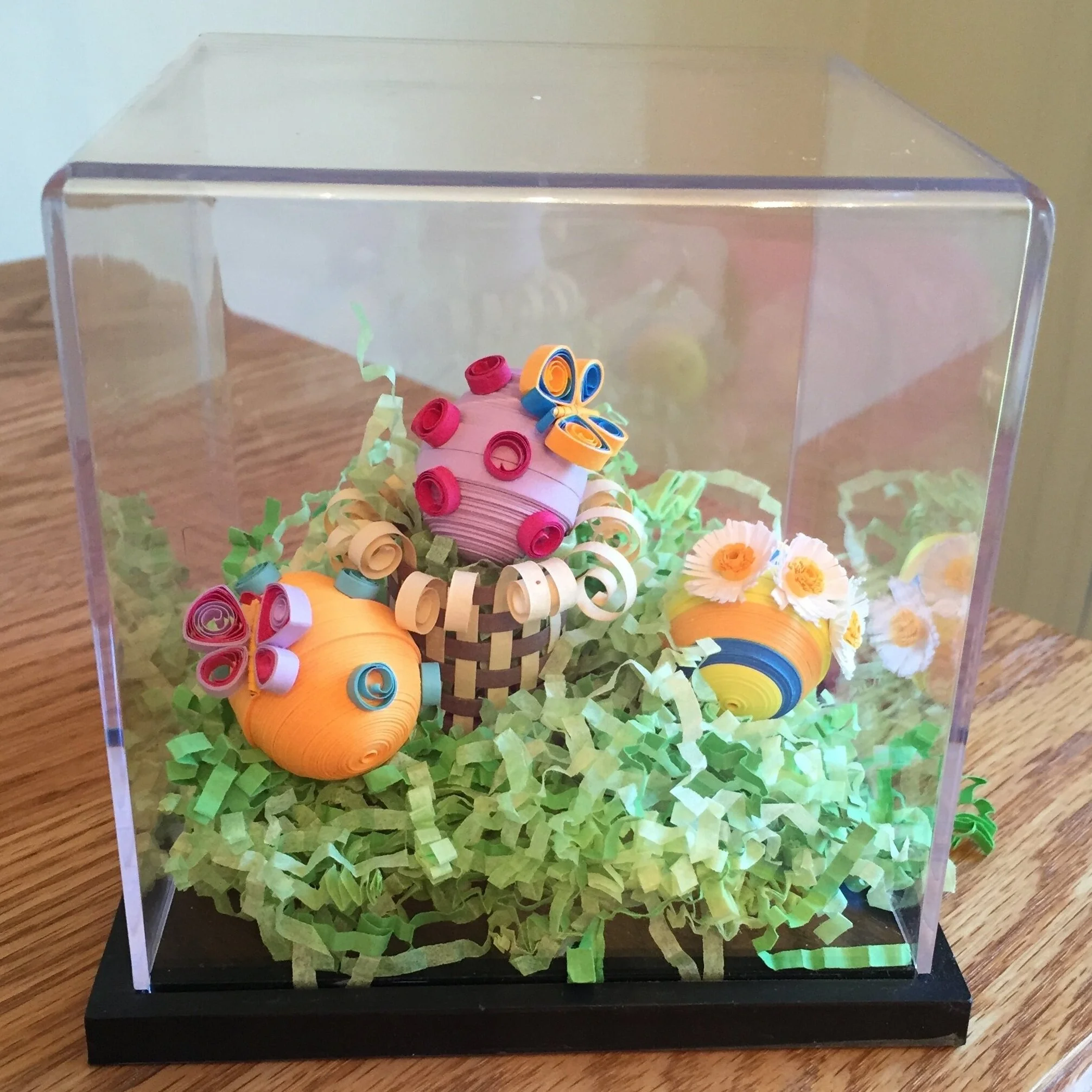 3 eggs in an Easter basket