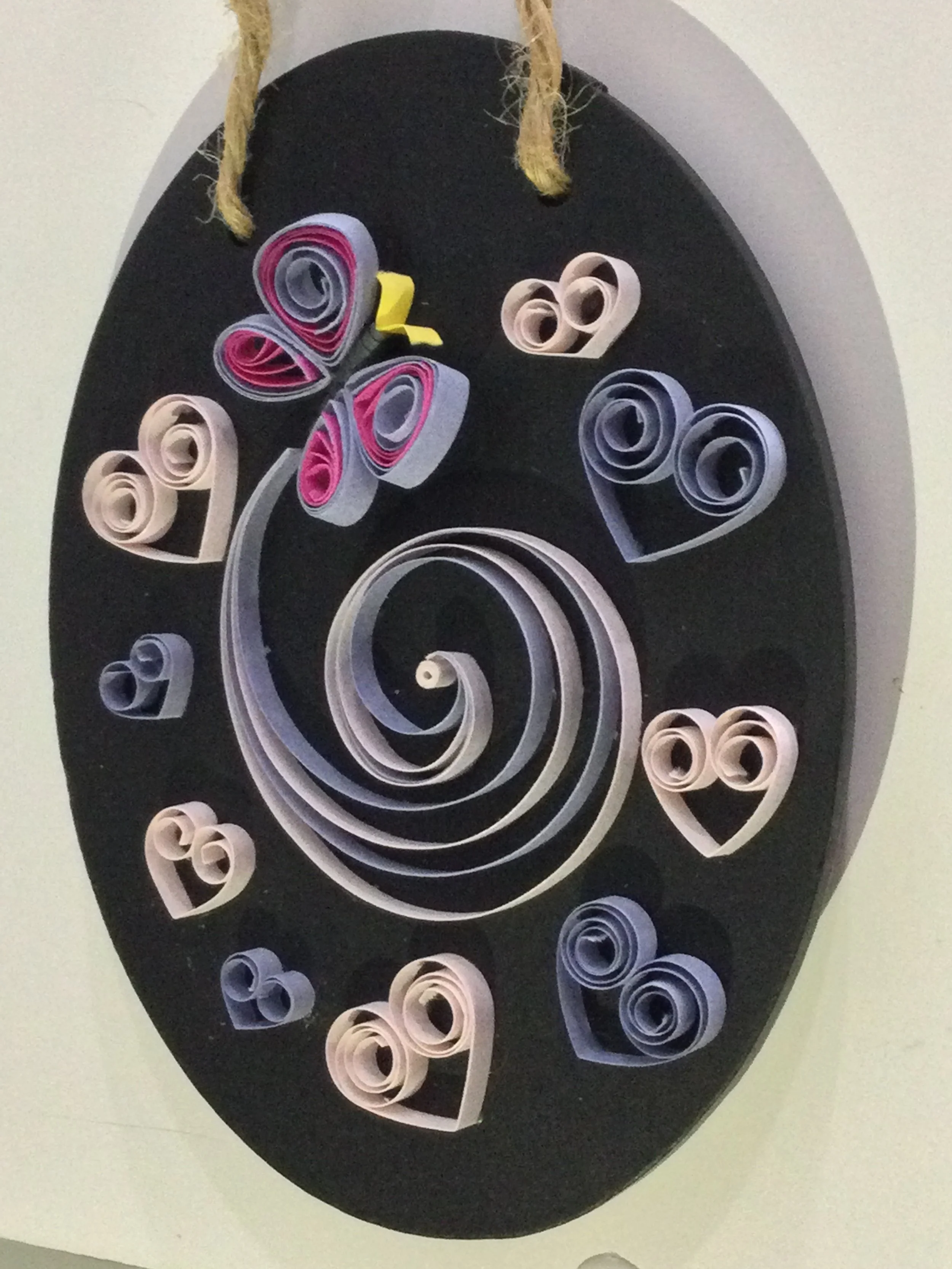 Butterfly & hearts on 4" mini chalkboard