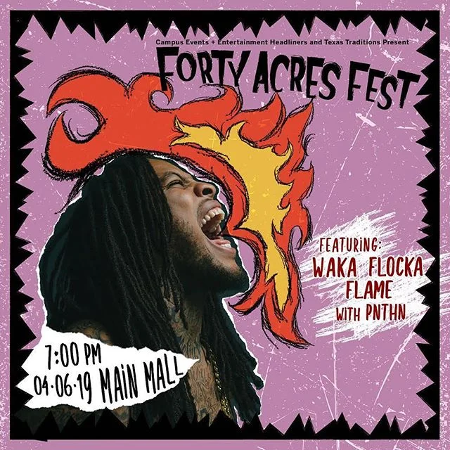 PNTHN WITH WAKA FLOCKA FLAME
7PM THIS SATURDAY AT THE UT TOWER
FREE AND OPEN TO THE PUBLIC
LAST SHOW IN AUSTIN FOR A MINUTE