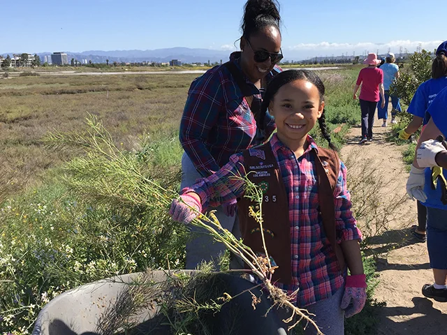 Brownie Troop participates in Community Restoration at the Saltwater Marsh