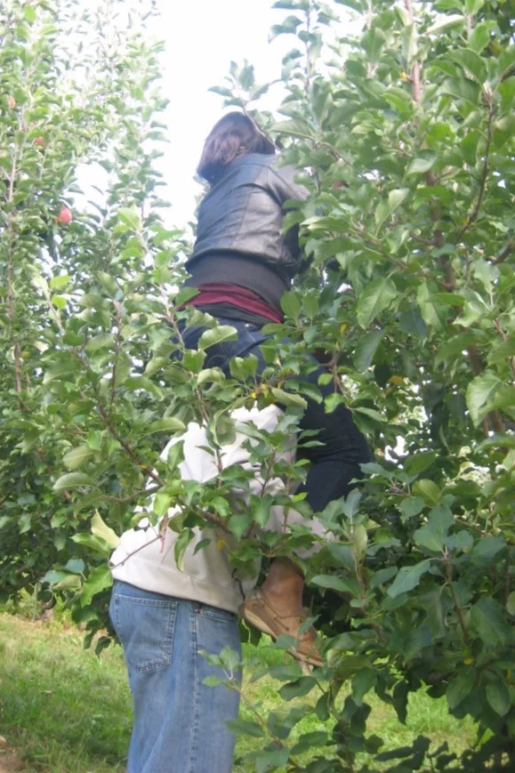 Feeling supported is a huge part of connection! My brother and I picking apples, 2011.