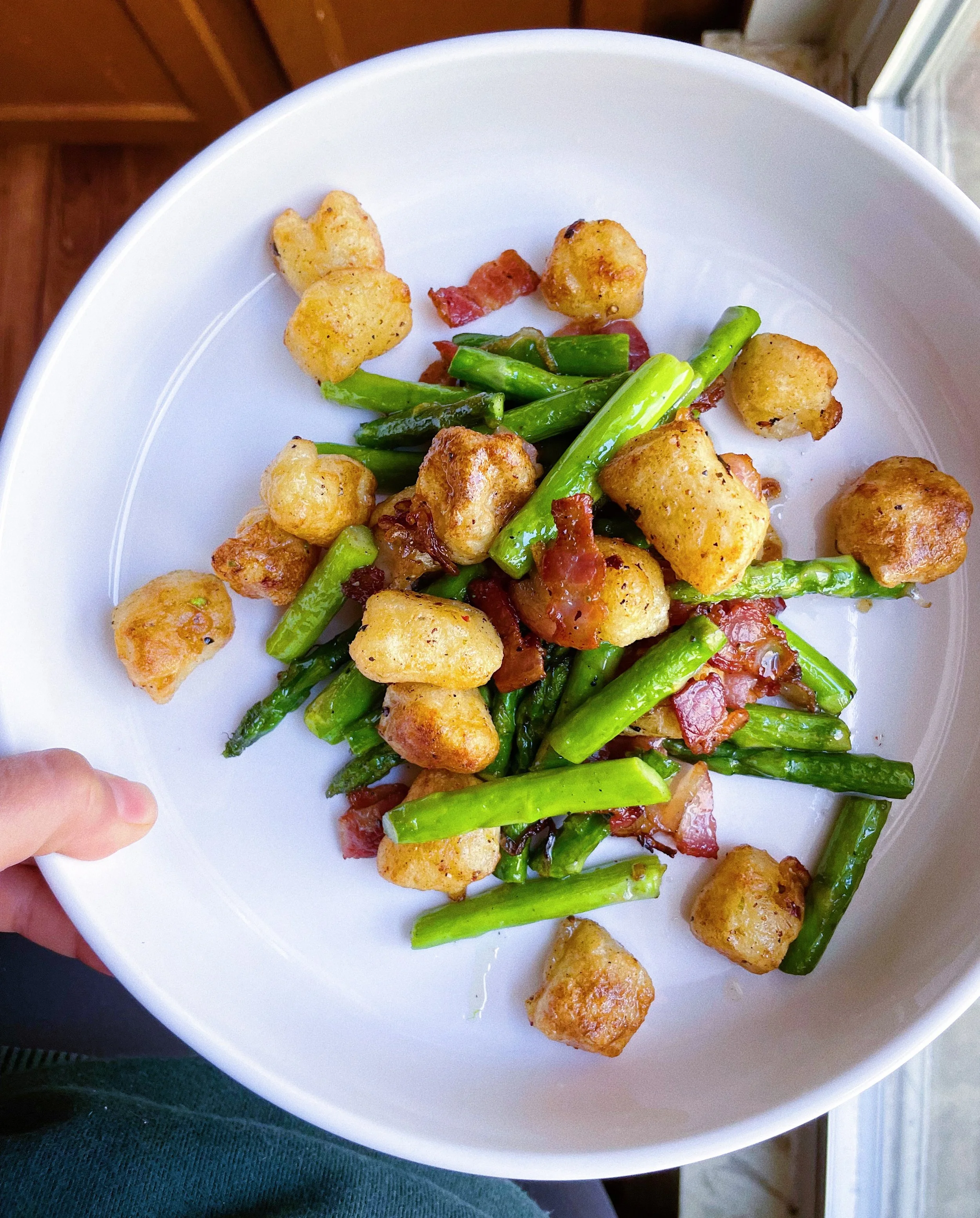 Bacon + Asparagus Cauliflower Gnocchi (Gluten-Free and Paleo)