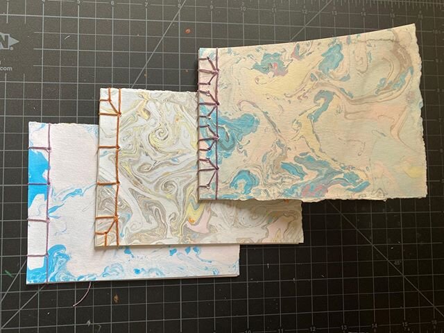 Ja Japanese 4-hole, Noble and Tortoise shell bindings. Tutorials provided by @yuchenyuchen and  and @hyonmyung from Book Book. #bookbinding #art #papermarbling