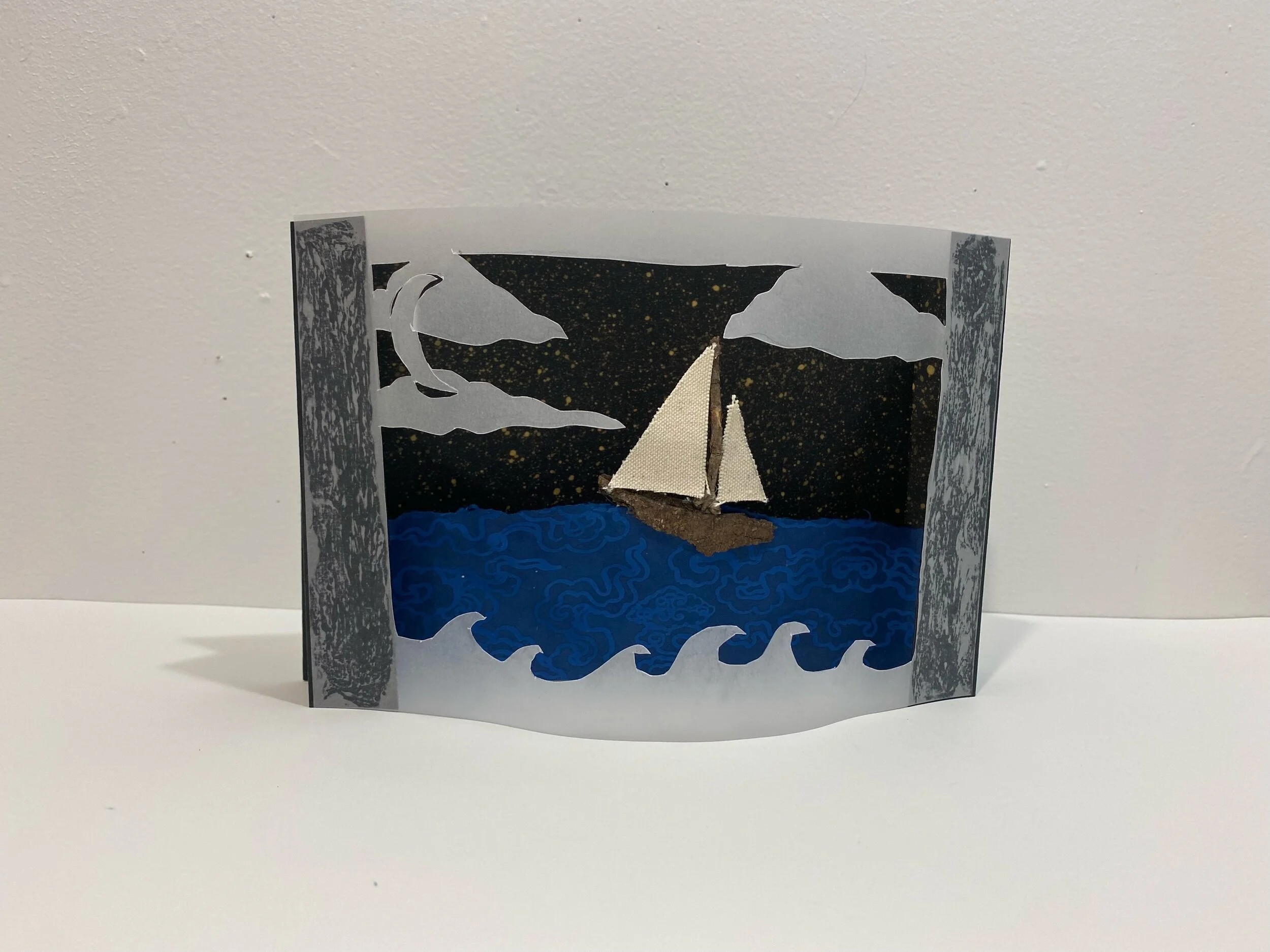 Into the Night, mixed media, 6 x 8”, 2021