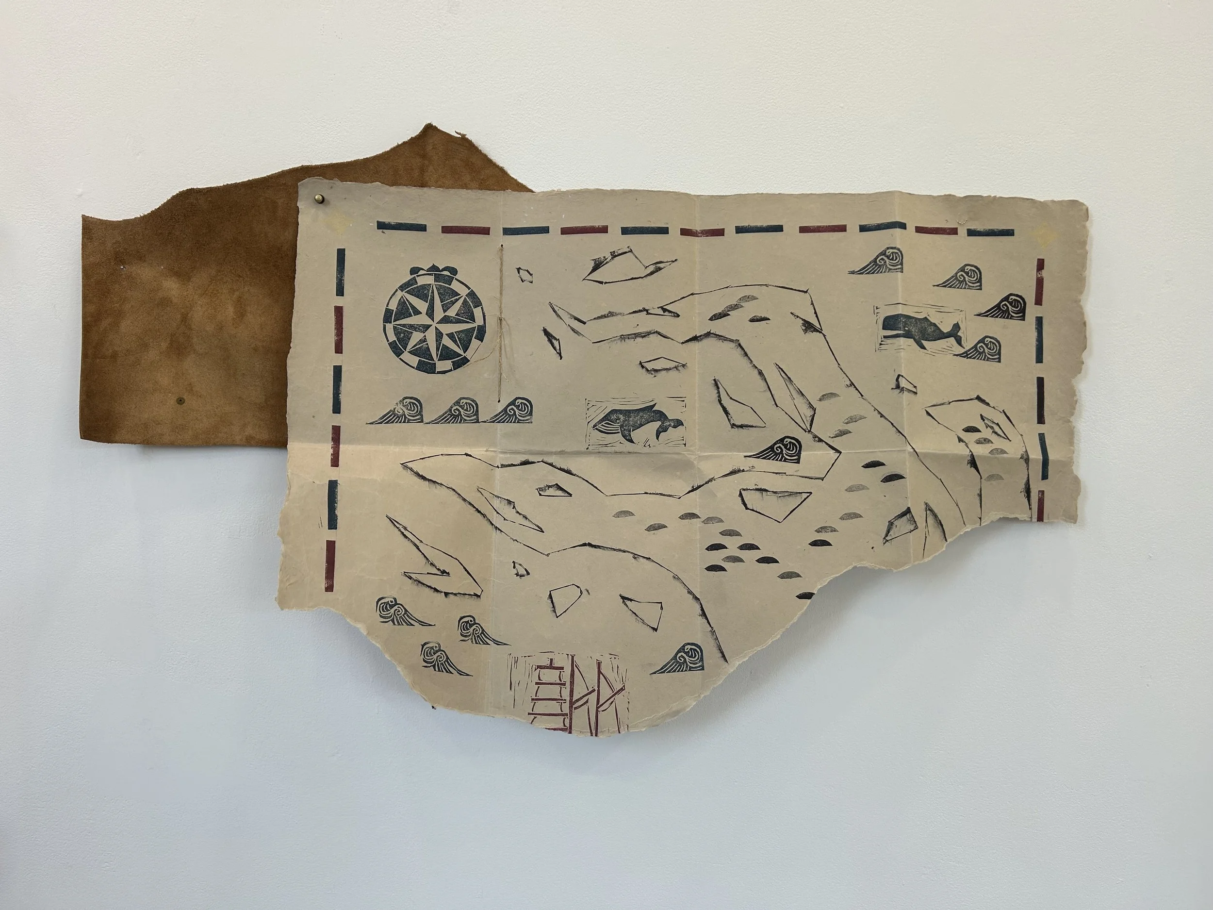 Long Lost Leather, paper, ink 24x39” 2025