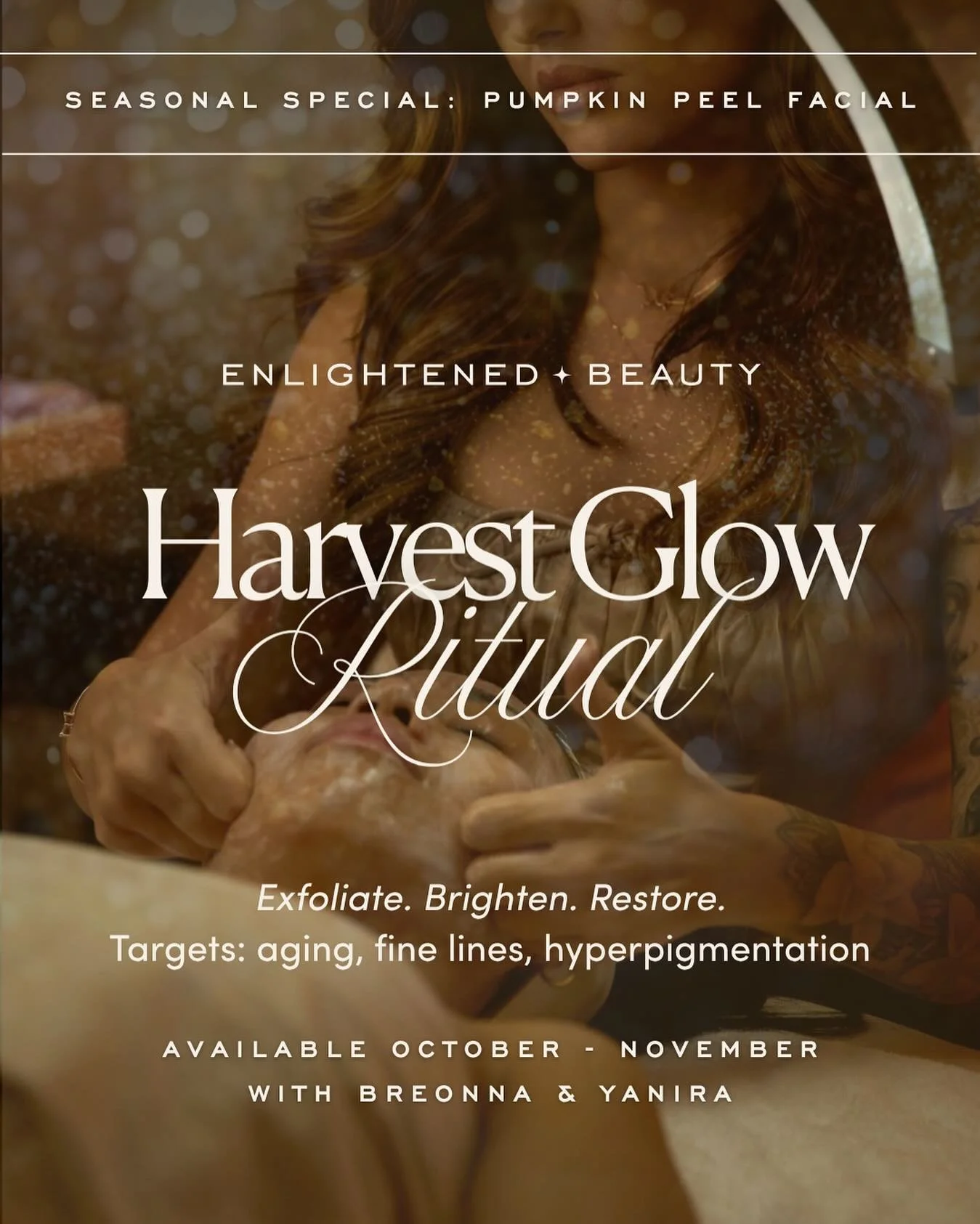 As the leaves turn and the air grows crisp, it&rsquo;s time to nourish your skin with the enchanting power of the season 😍

Our HARVEST GLOW RITUAL is a mystical pumpkin peel designed to awaken your natural radiance and balance every skin type. 🍂🎃