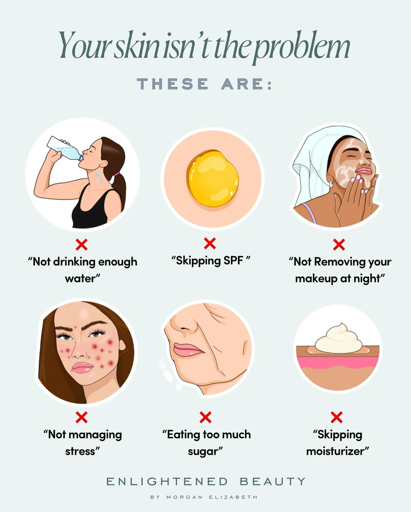 These are some of the MOST common causes of so many skin issues! Get better about this list &amp; your skin will get better too 💁🏻&zwj;♀️✨🌹