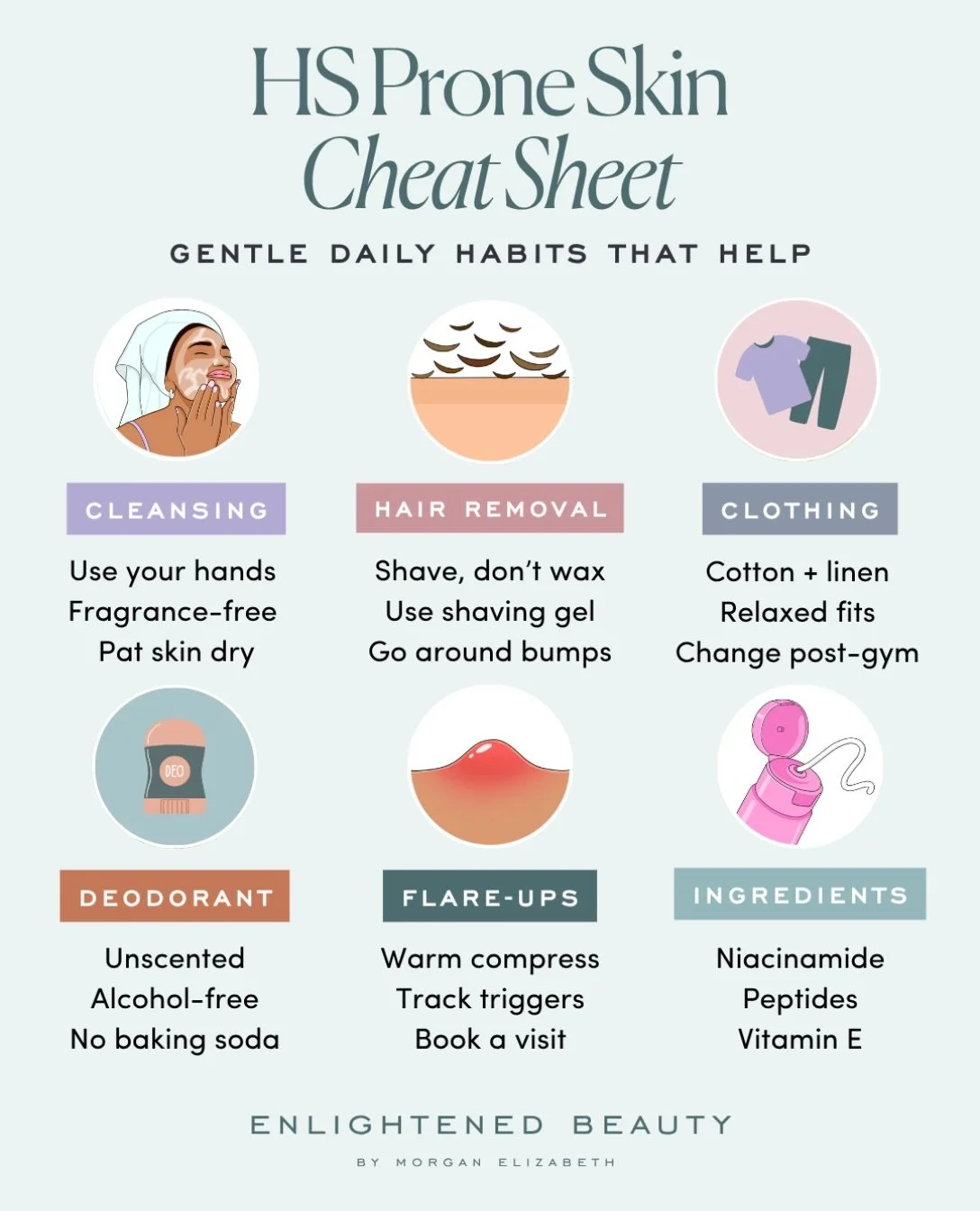 So many of you have been asking us about HS lately, so we made this one for you 🤍

Here are some everyday areas where a few gentle swaps can make HS-prone skin feel so much more comfortable, from how you cleanse to what you wear.

Save this for late