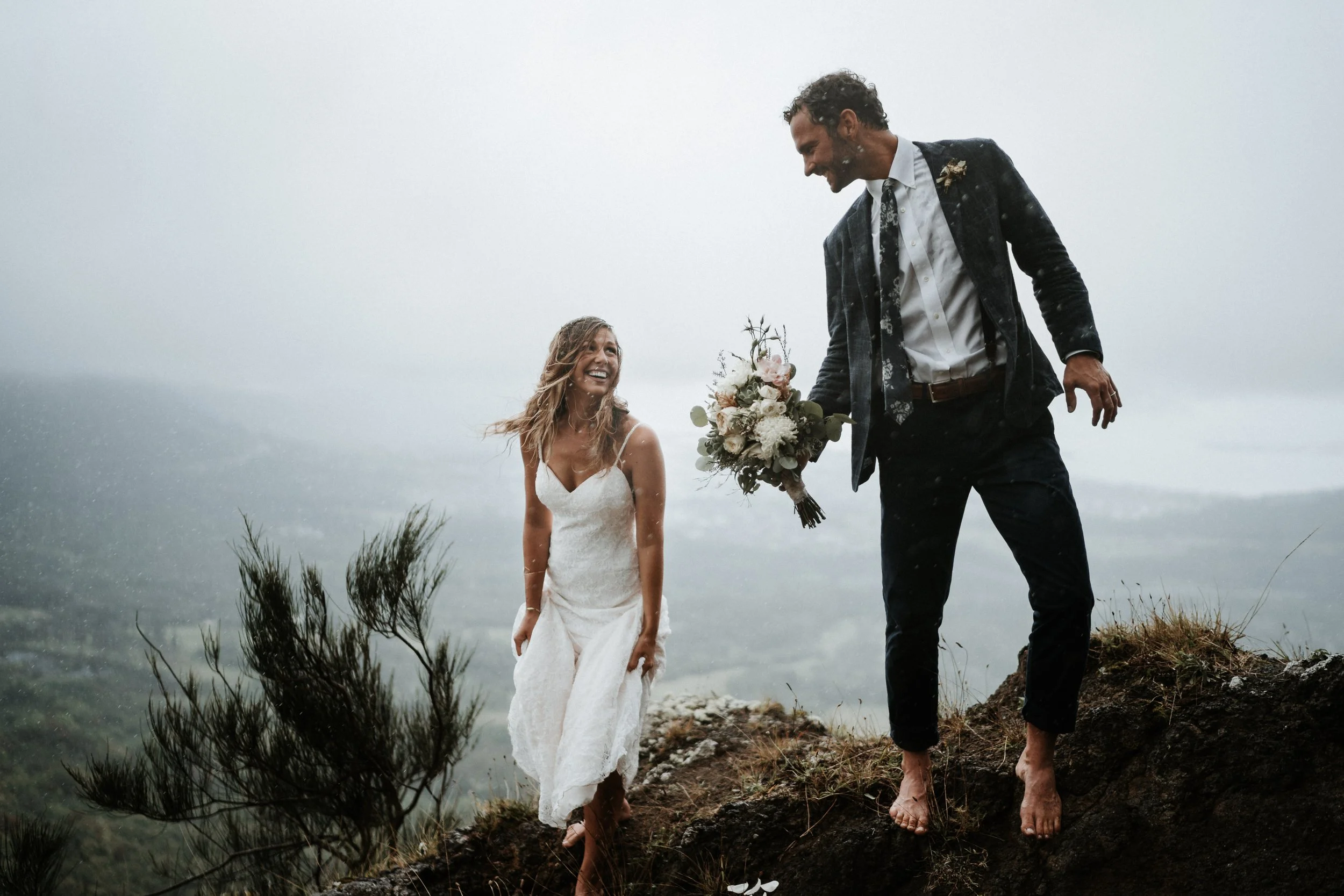 Wedding couple photographed on the Oregon coast by Bend, Oregon wedding photographer Tony Gambino.