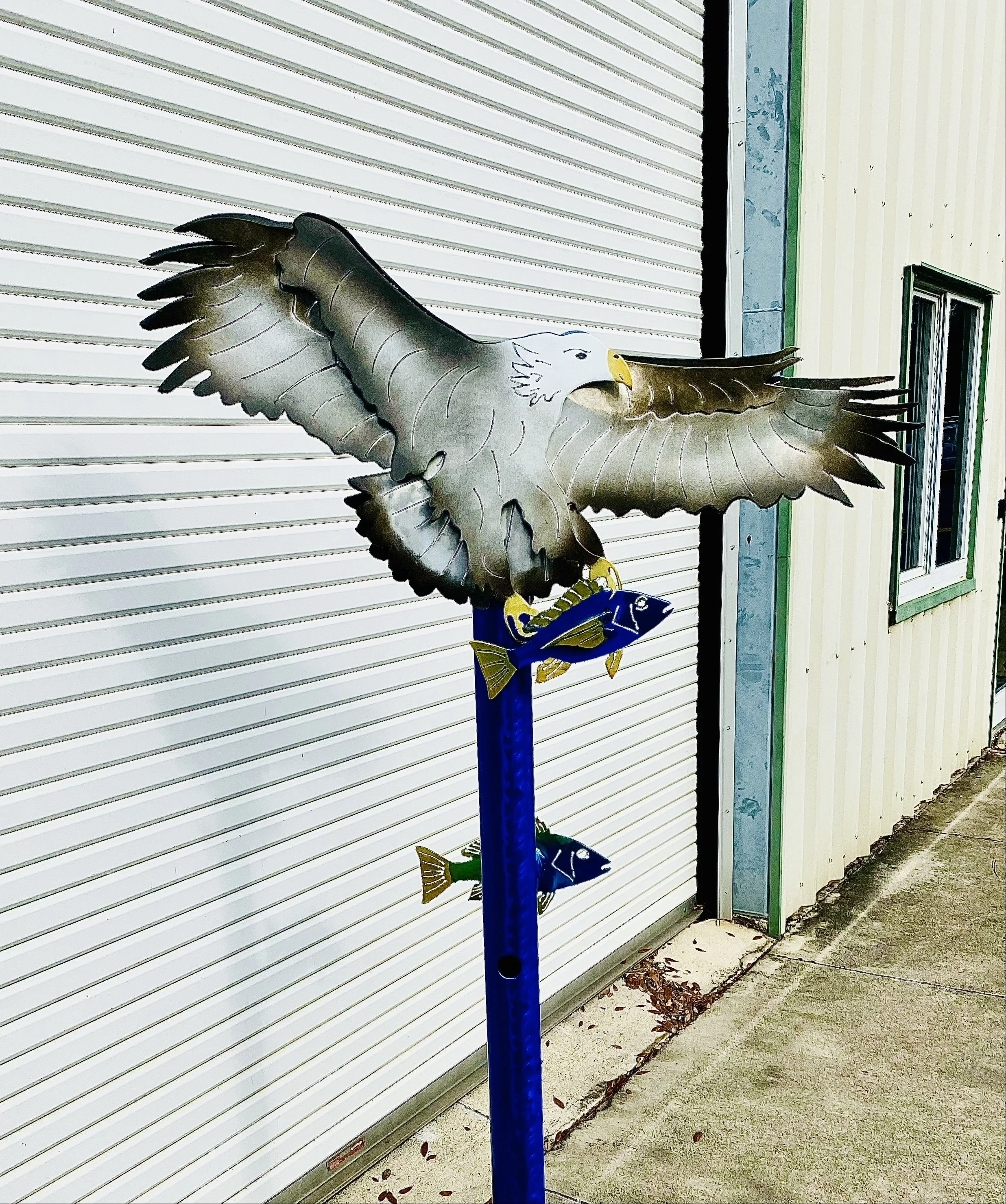 two sided aluminum Eagle with ground post.