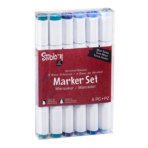 Studio 71 Alcohol Ink Marker Set Blue Tones 6 pieces.jpg