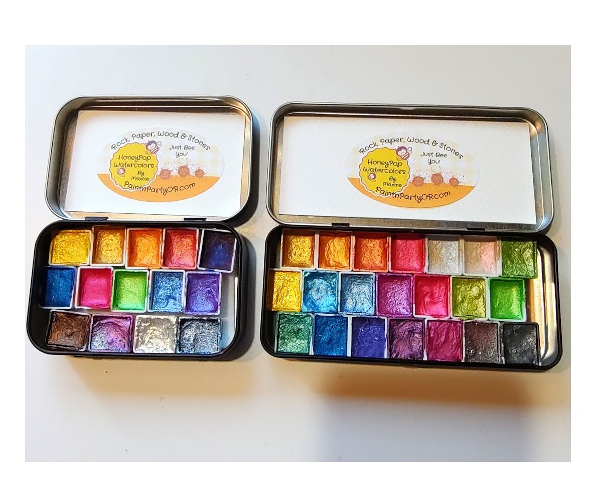 Watercolor Paints Mini Pans Set, Handmade Mica / Metallic Watercolors 