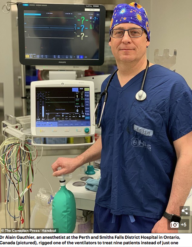 Canadian doctor turns one ventilator into nine with some 'evil genius' DIY mechanics - winning fans, including Elon Musk