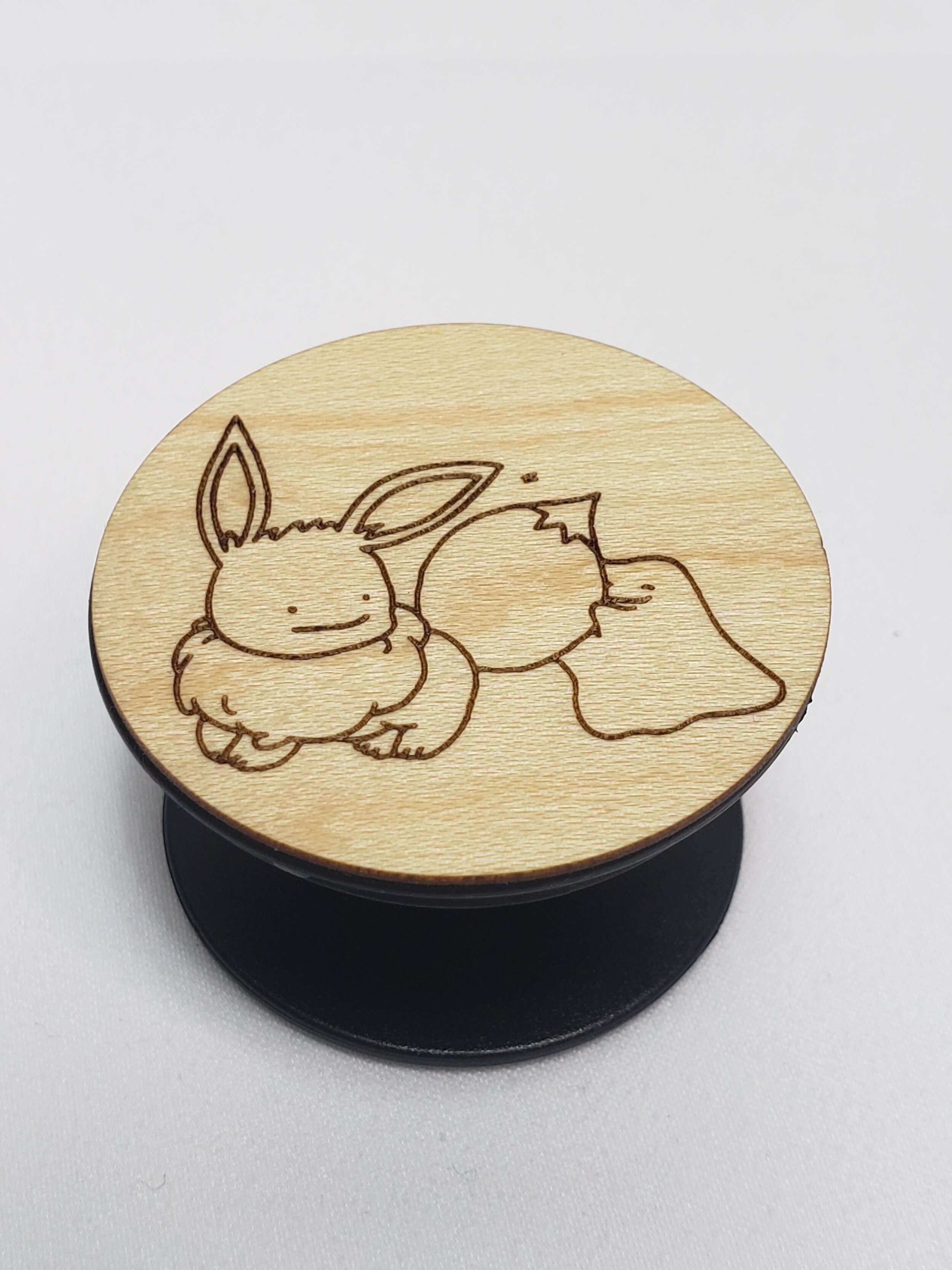 Pokemon Ditto Eevee Wooden Phone Holder Laser Engraved Legacy Cards