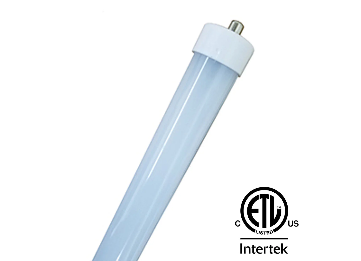LED T8 tube light with a frosted cover, designed for use in commercial or residential settings, providing clear and efficient lighting